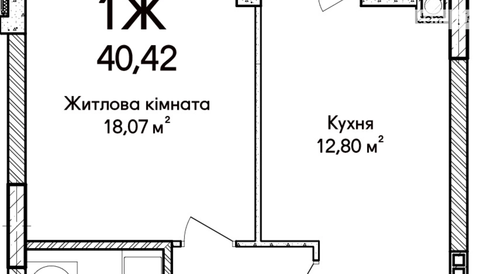Продається 1-кімнатна квартира 40.42 кв. м у Ірпені, вул. Ольги Кобилянської(Достоєвського), 1В/28 - фото 2