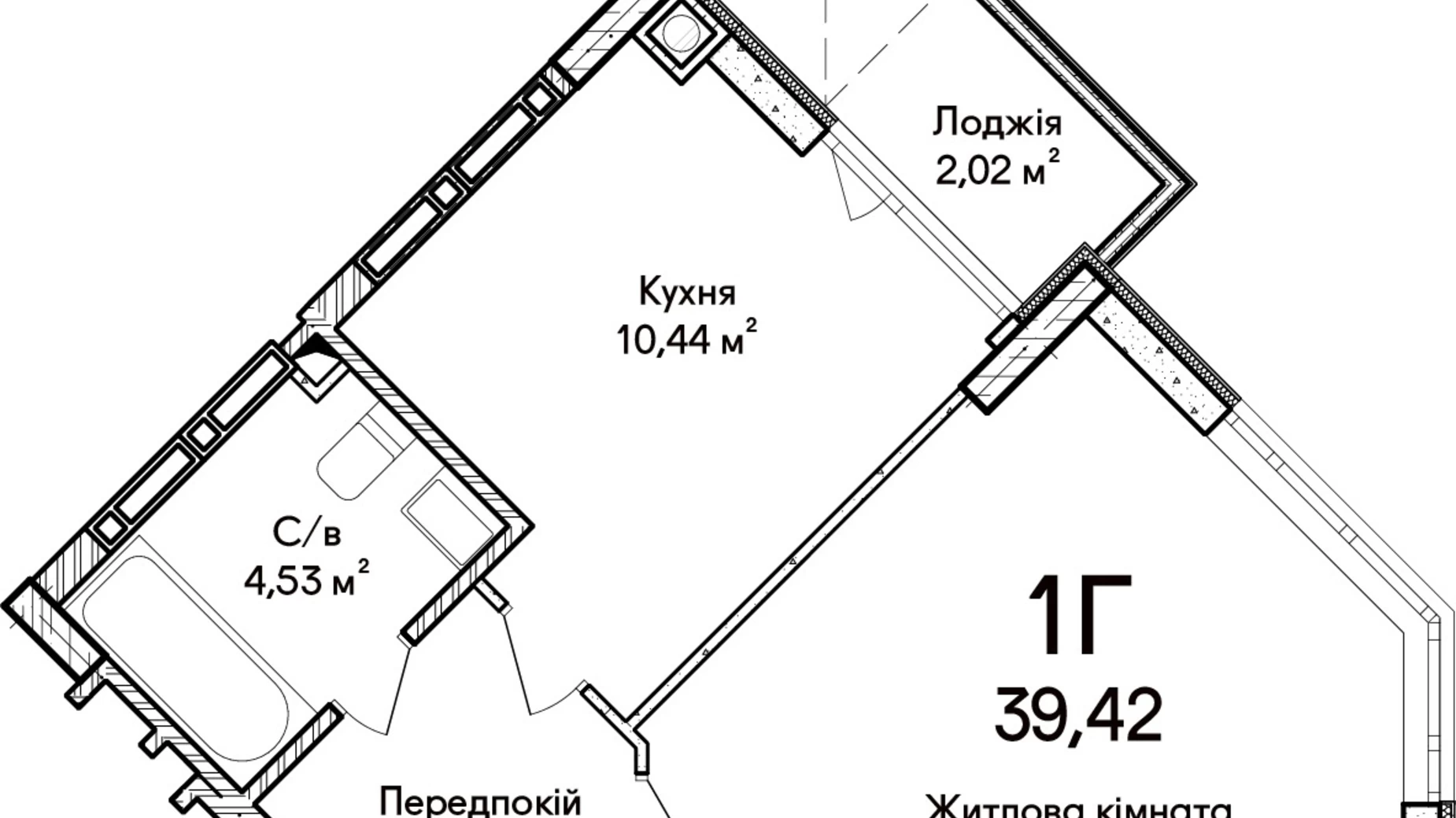 Продається 1-кімнатна квартира 39.42 кв. м у Ірпені, вул. Ольги Кобилянської(Достоєвського), 1В/28 - фото 2