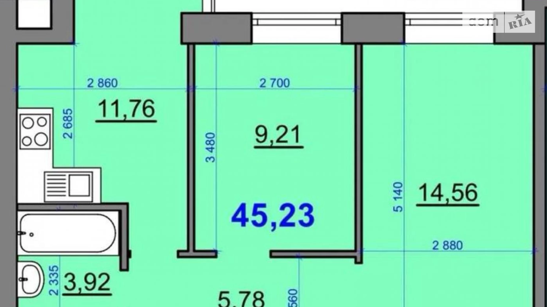 Продается 2-комнатная квартира 45.3 кв. м в Софиевской Борщаговке, просп. Героев Небесной Сотни, 16/28 - фото 2