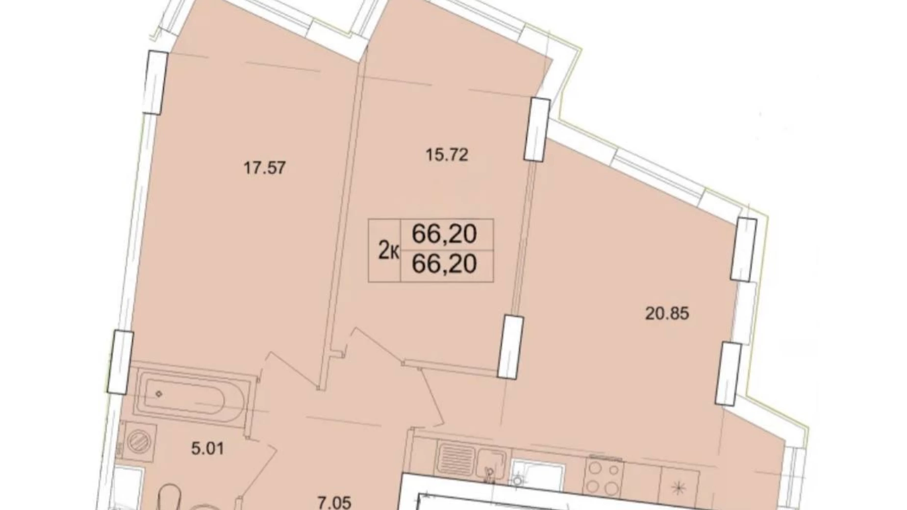 Продается 2-комнатная квартира 66.2 кв. м в Одессе, ул. Чубаевская, 1 - фото 2