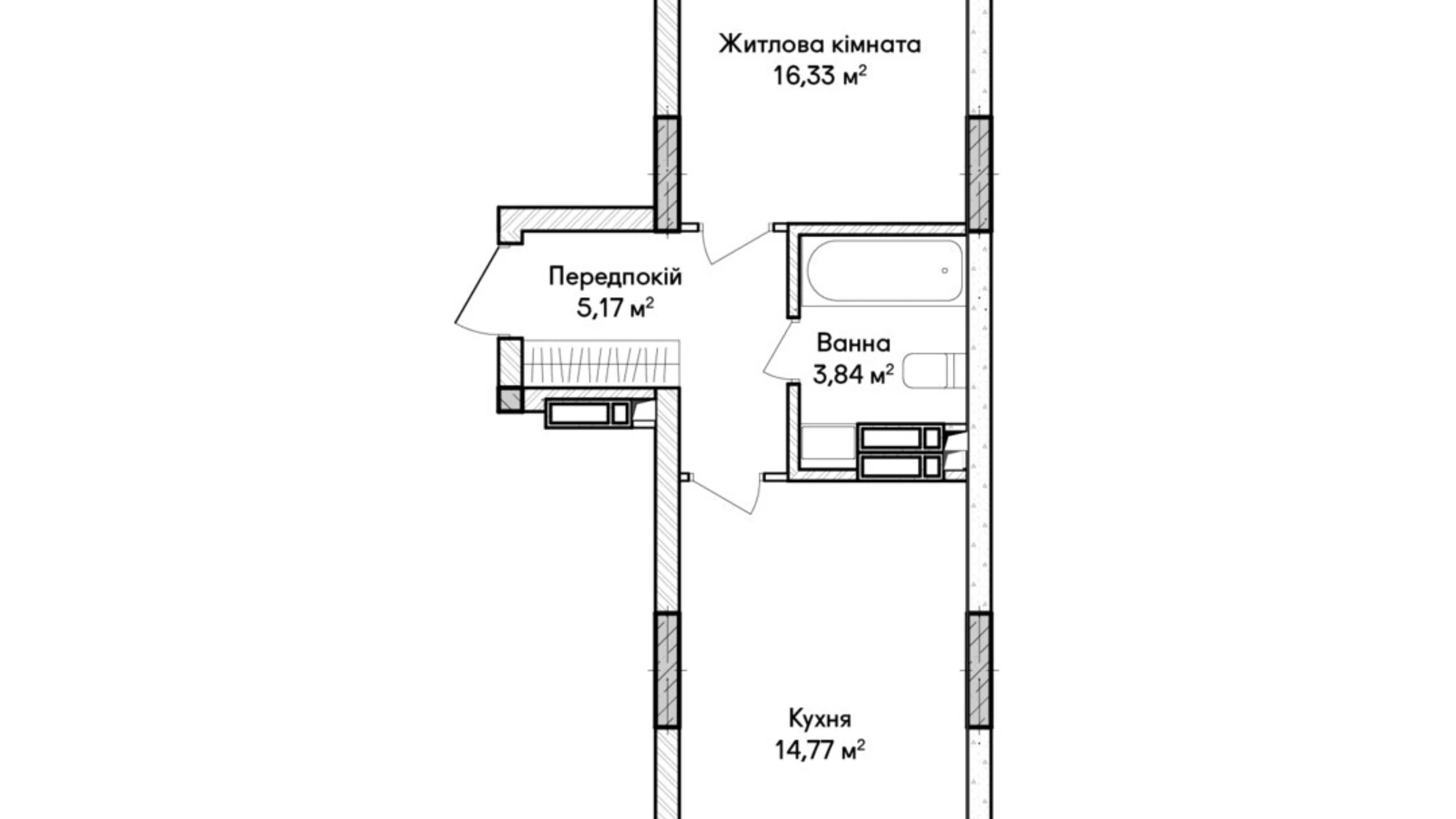 Продается 1-комнатная квартира 44 кв. м в Ирпене, ул. Ольги Кобылянской(Достоевского) - фото 2