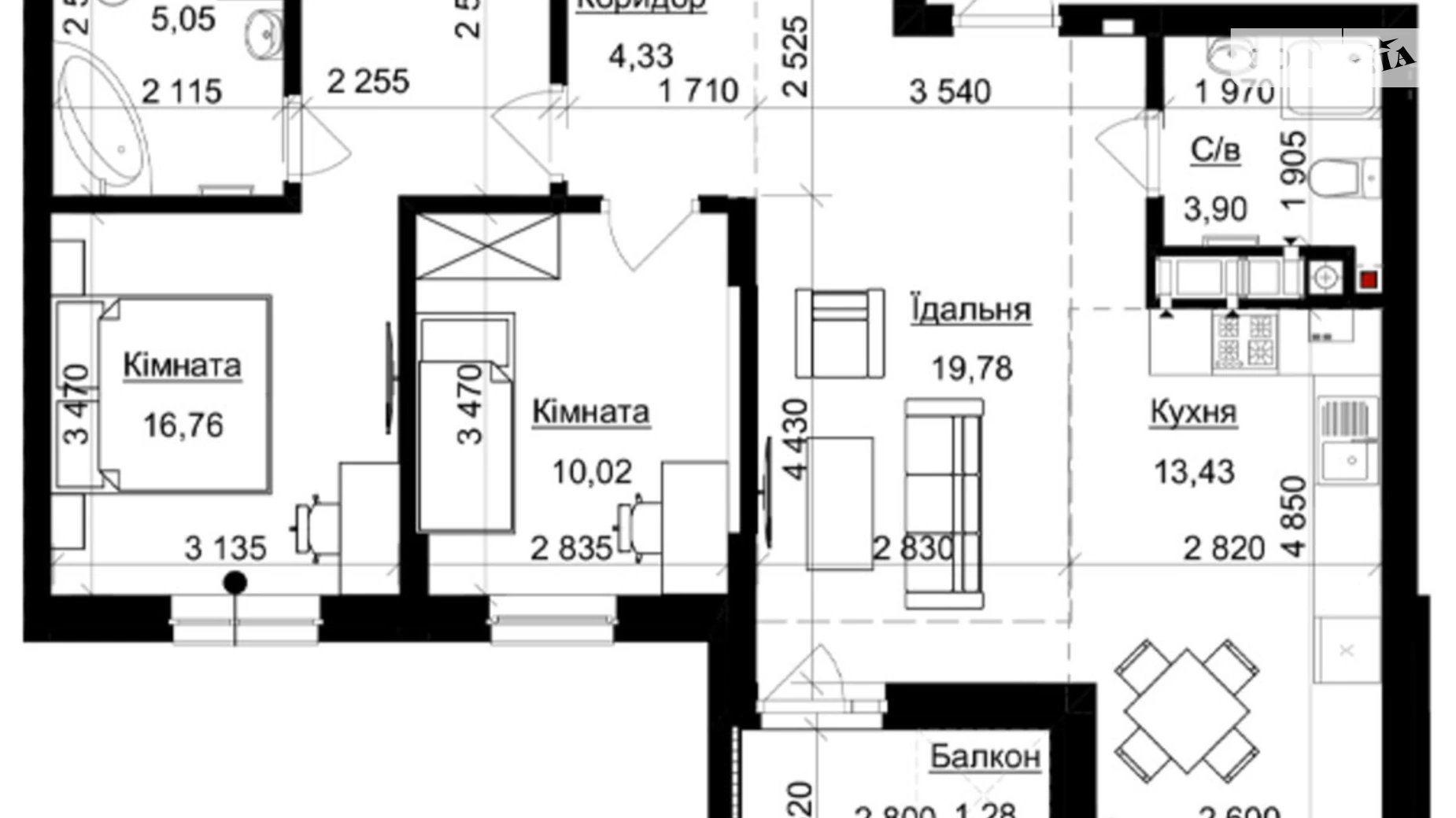 Продается 2-комнатная квартира 83 кв. м в Львове, ул. Пасечная, 154 - фото 3