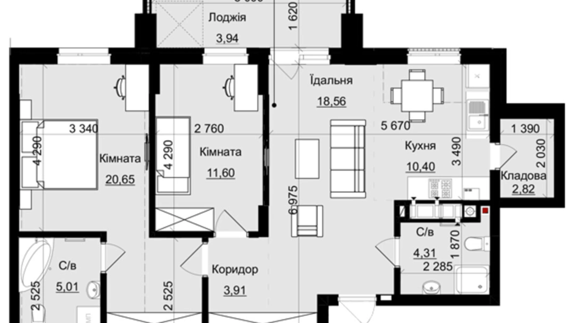Продается 2-комнатная квартира 81 кв. м в Львове, ул. Пасечная, 154 - фото 2