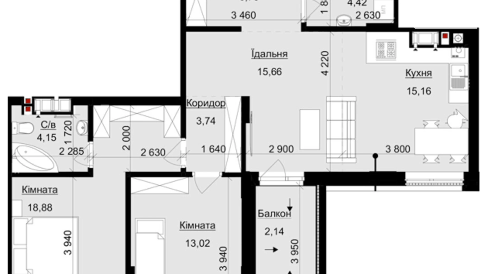 Продается 2-комнатная квартира 84 кв. м в Львове, ул. Пасечная, 154 - фото 3