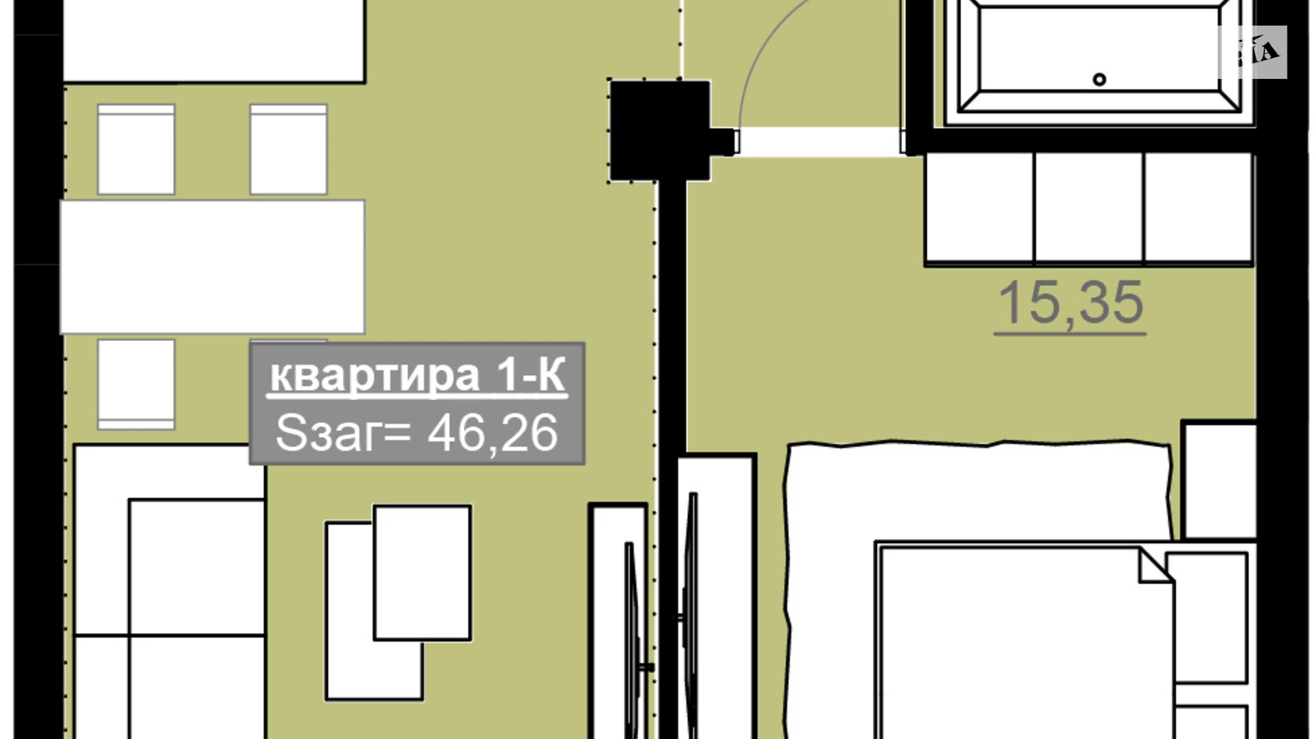 Продается 1-комнатная квартира 48 кв. м в Ивано-Франковске, цена: 45500 $ - фото 3