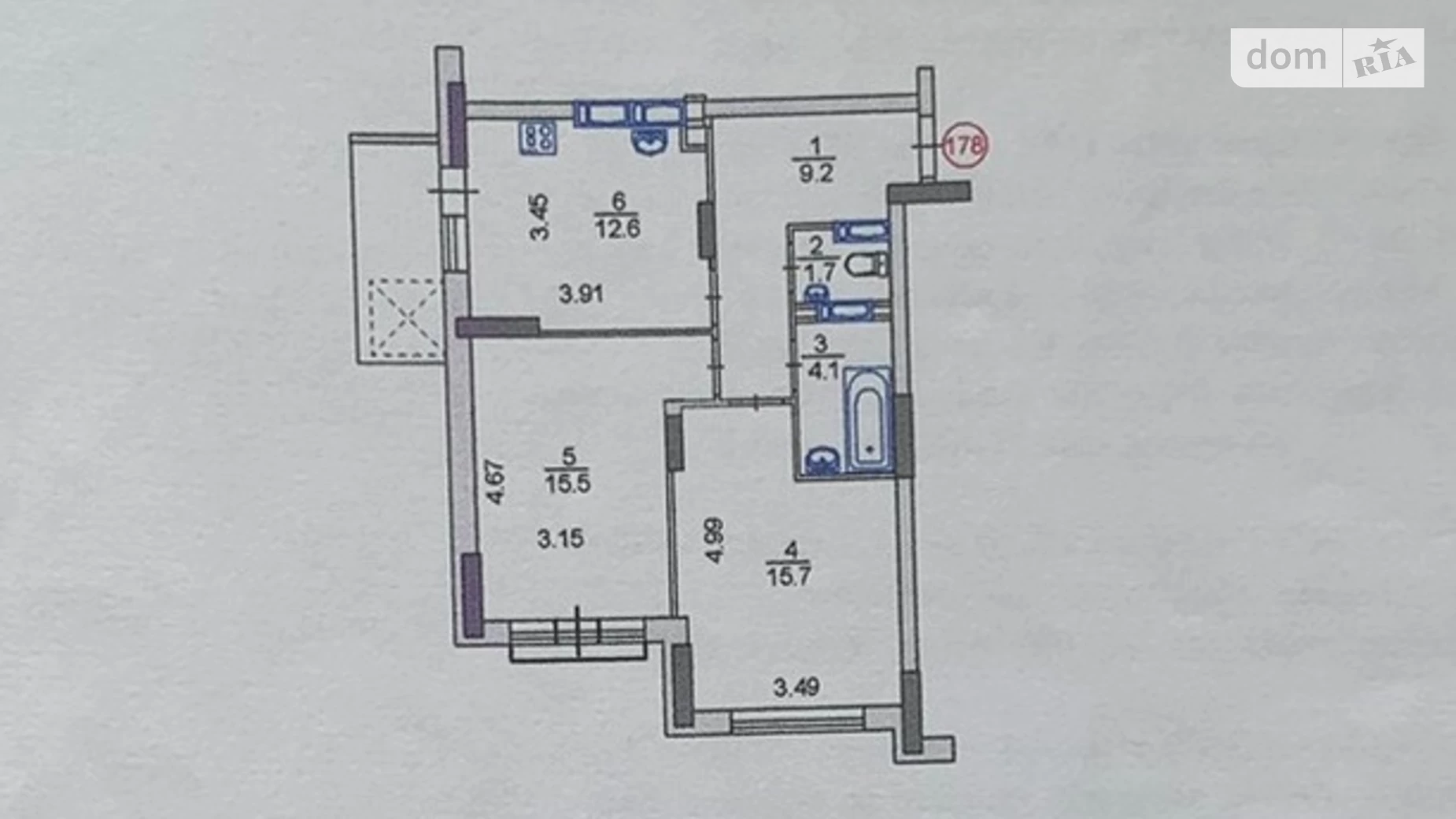 Продается 2-комнатная квартира 60.1 кв. м в Киеве, ул. Андрея Аболмасова(Панельная), 4 - фото 2