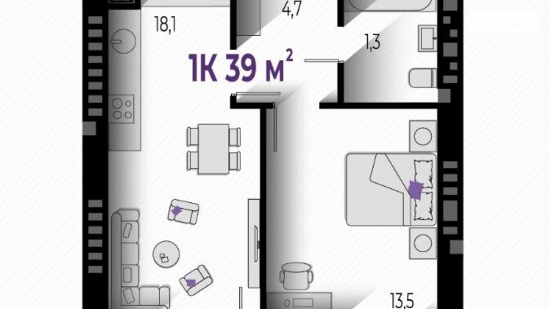 Продается 1-комнатная квартира 39 кв. м в Волчинце, пер. Волчинецкая, undefined - фото 2