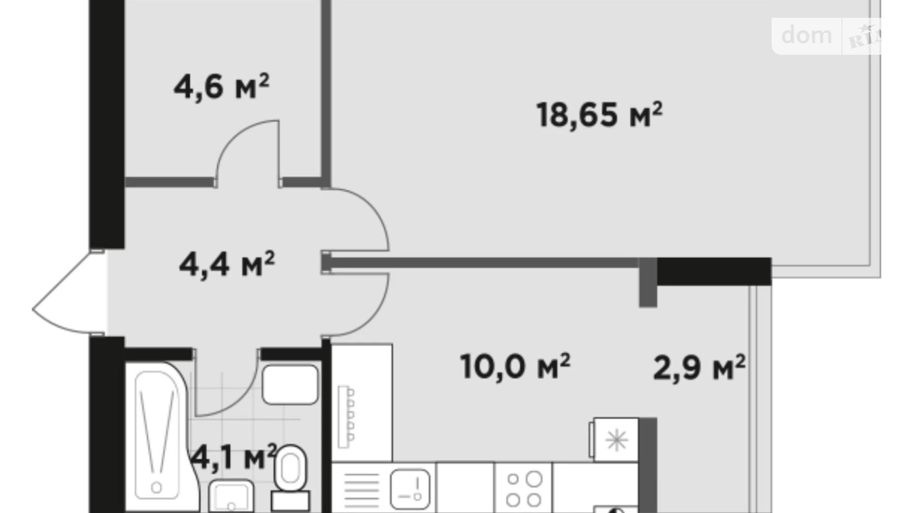Продается 1-комнатная квартира 46.3 кв. м в Буче, ул. Бориса Гмыри, 7 - фото 2