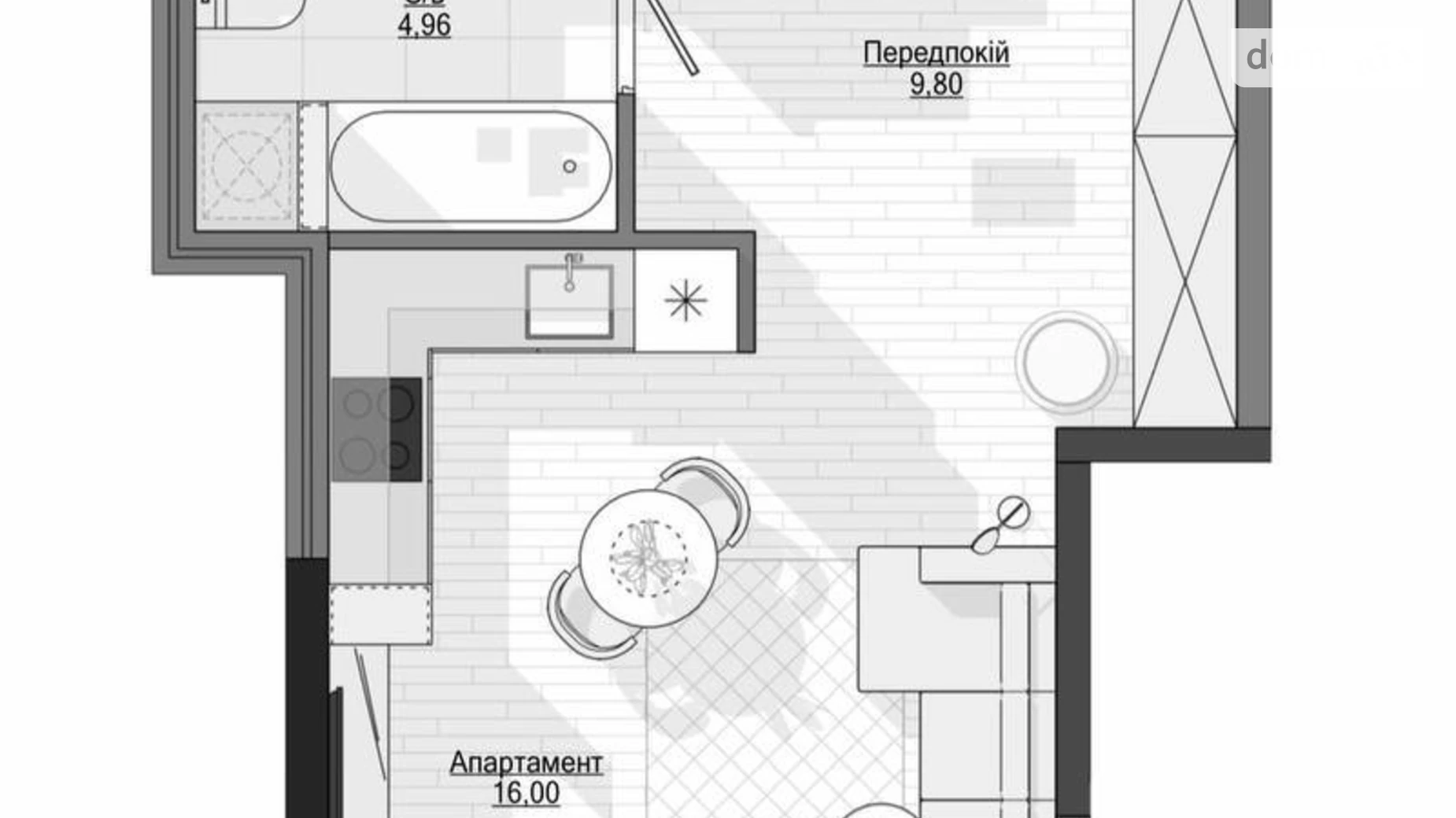 Продається 1-кімнатна квартира 31.8 кв. м у Одесі, вул. Дачна, 28 - фото 4