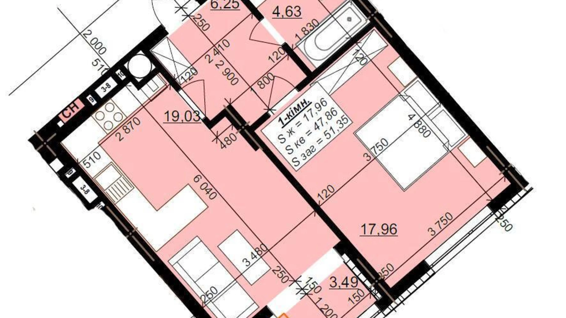 Продается 1-комнатная квартира 51.3 кв. м в Ивано-Франковске, ул. Гетьмана Ивана Мазепы, 168 - фото 5