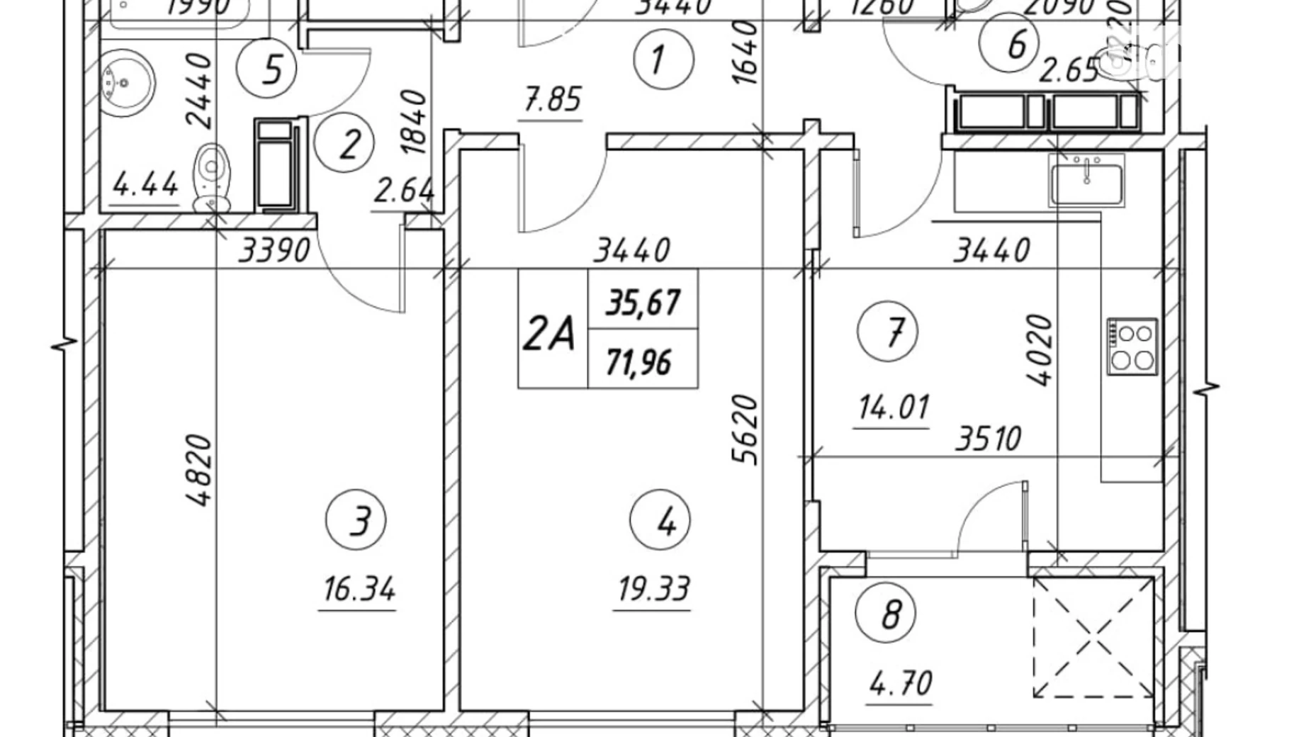 Продается 2-комнатная квартира 71.96 кв. м в Киеве, ул. Ревуцкого, 54Б - фото 3