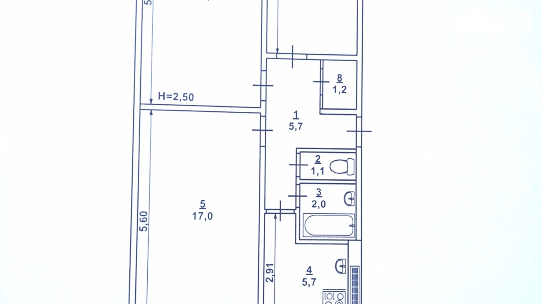 Продается 3-комнатная квартира 61.3 кв. м в Кривом Роге, ул. Сергея Колачевского(23 февраля) - фото 2