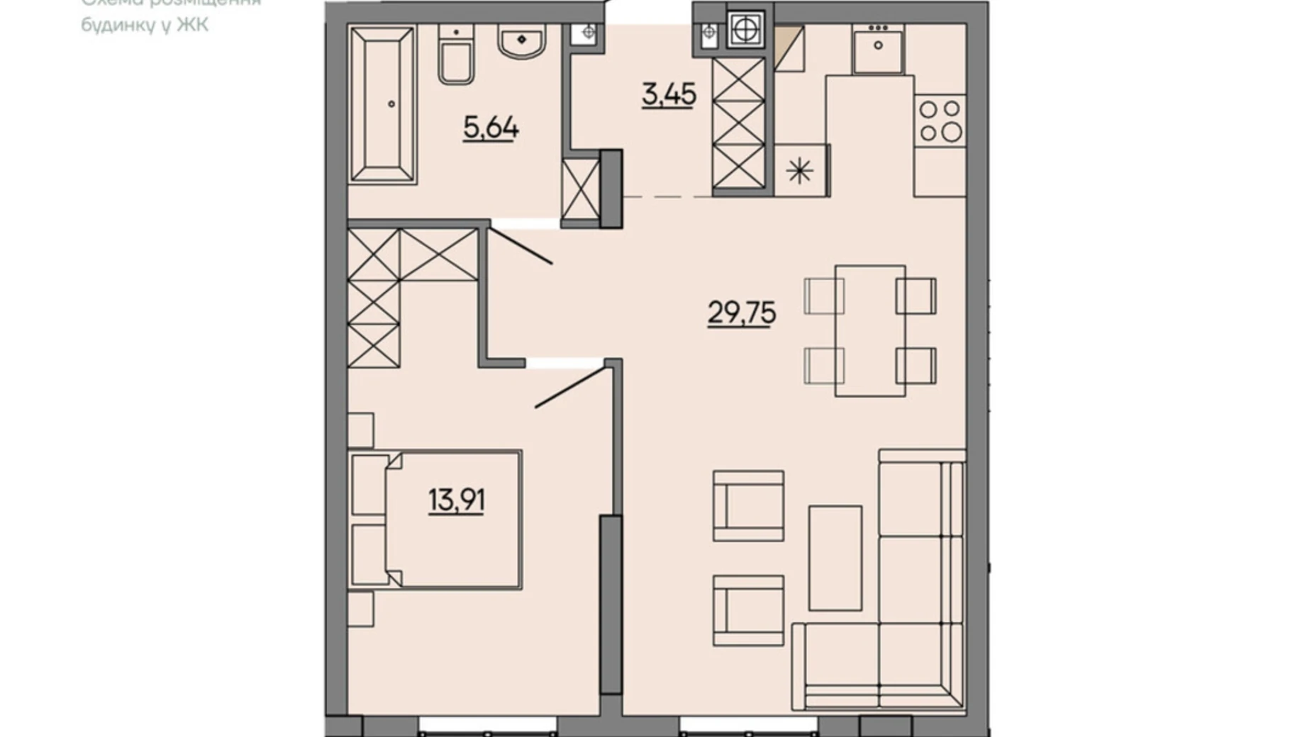 Продается 1-комнатная квартира 52.75 кв. м в Сокольниках, ул. Героев Крут, 6В - фото 2