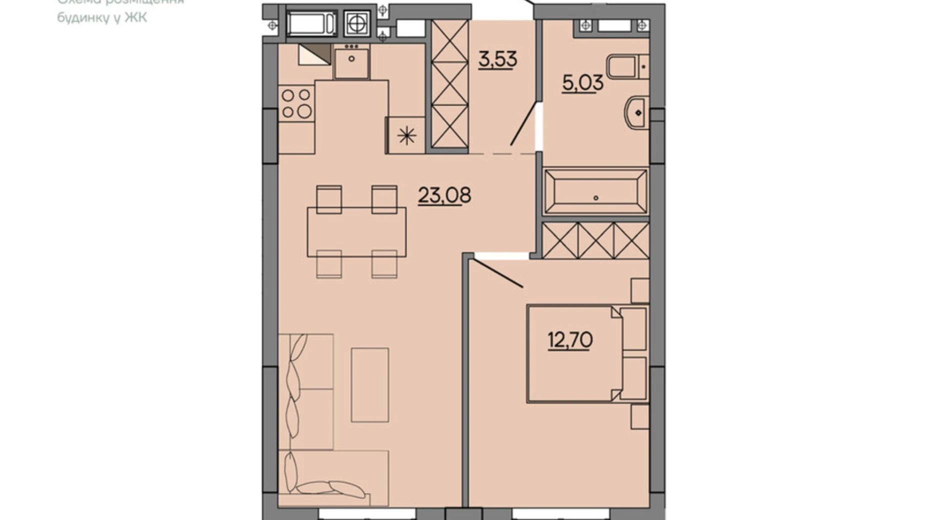 Продается 1-комнатная квартира 44.34 кв. м в Сокольниках, ул. Героев Крут, 6В - фото 2