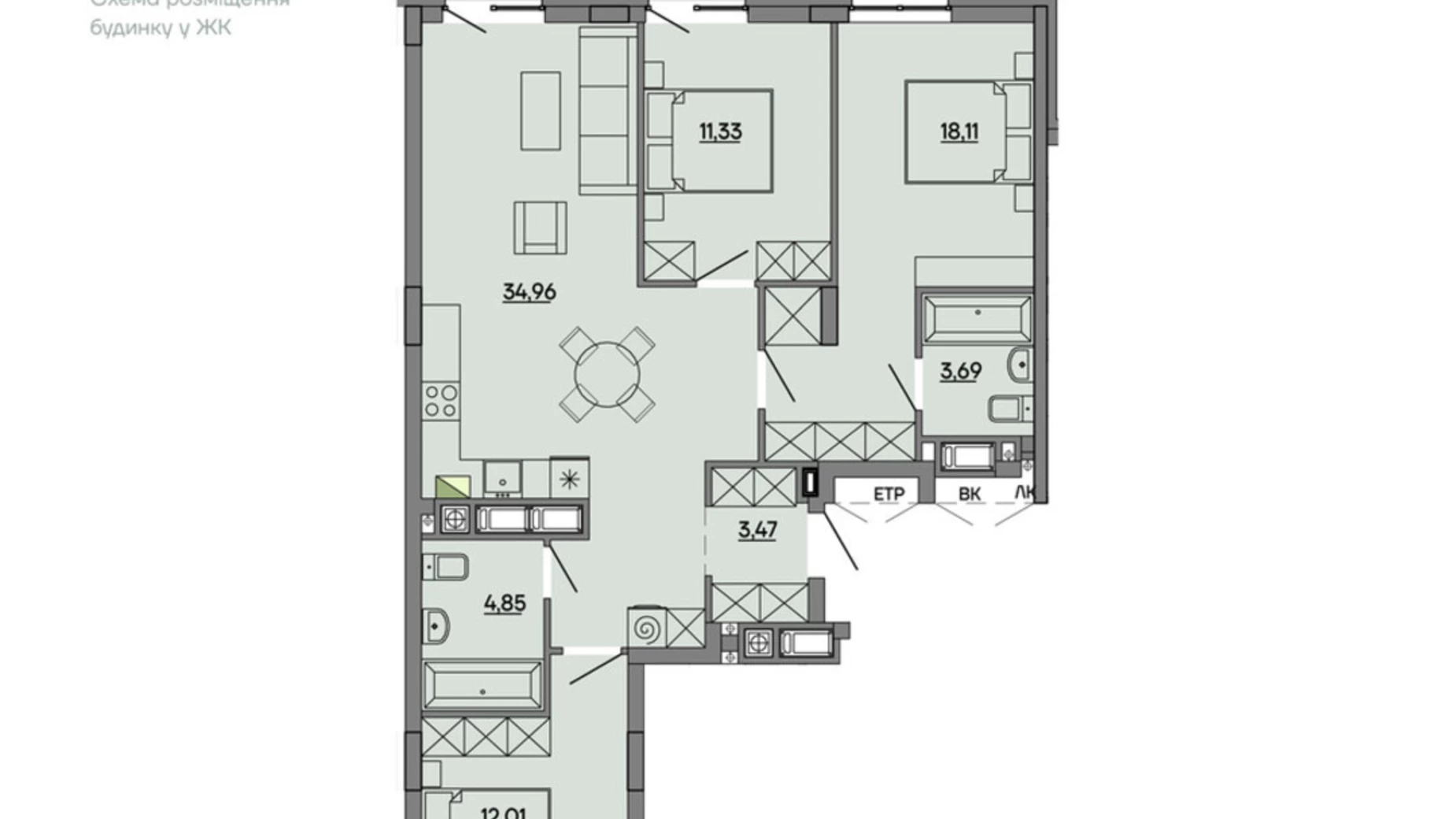 Продается 3-комнатная квартира 91.28 кв. м в Сокольниках, ул. Героев Крут, 6В - фото 2