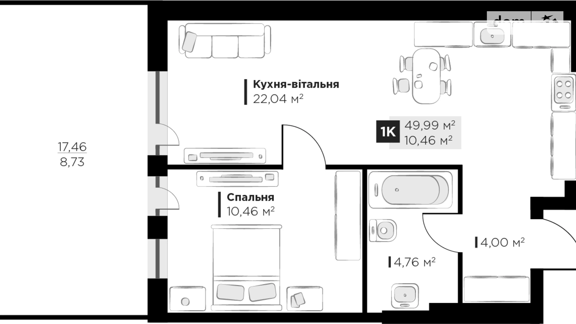 Продается 1-комнатная квартира 49.99 кв. м в Винниках, ул. Галицкая - фото 5
