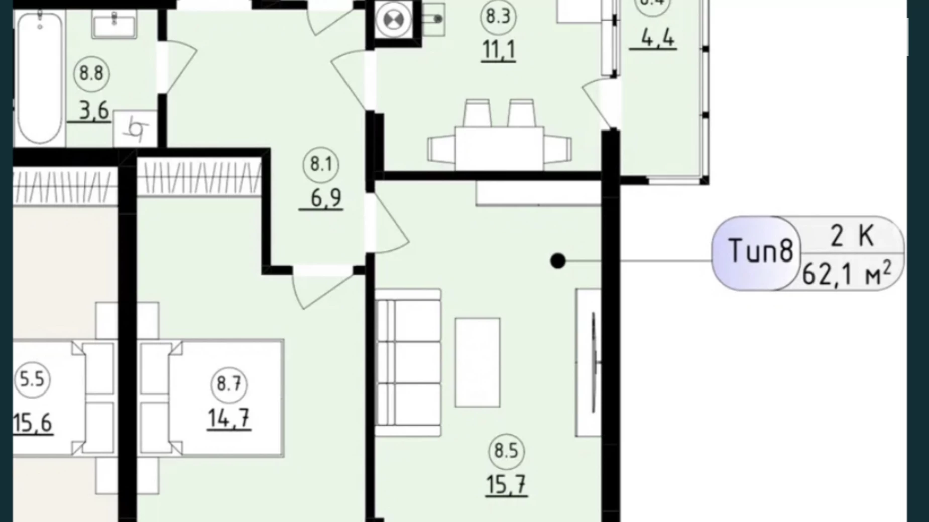 Продається 2-кімнатна квартира 62 кв. м у Львові, вул. Довга, 30 - фото 2