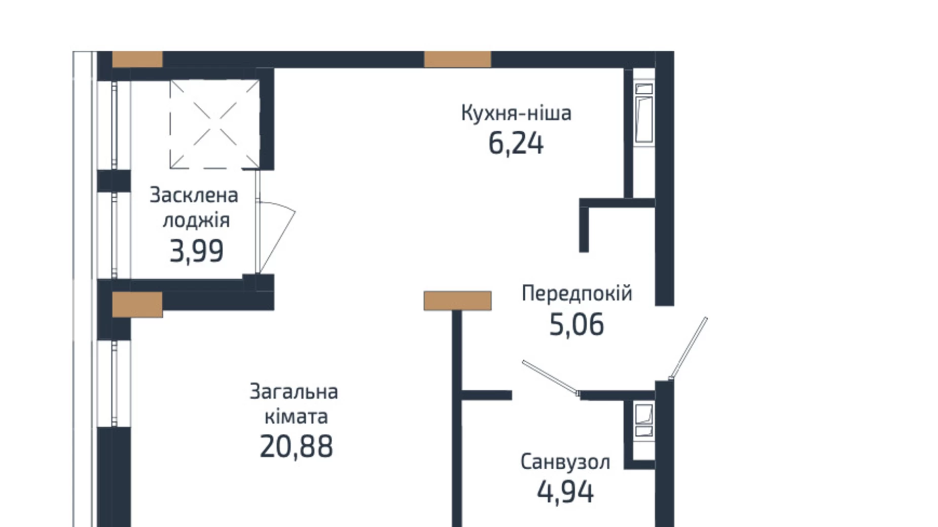 Продается 1-комнатная квартира 41.1 кв. м в Львове, ул. Владимира Навроцкого, 69 - фото 5