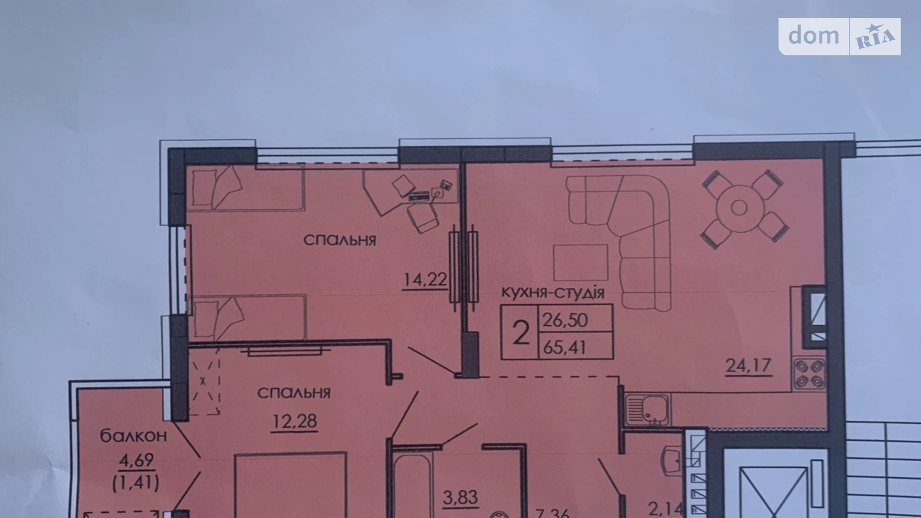 2-комнатная квартира 65.41 кв. м в Тернополе, просп. Бандеры Степана - фото 3