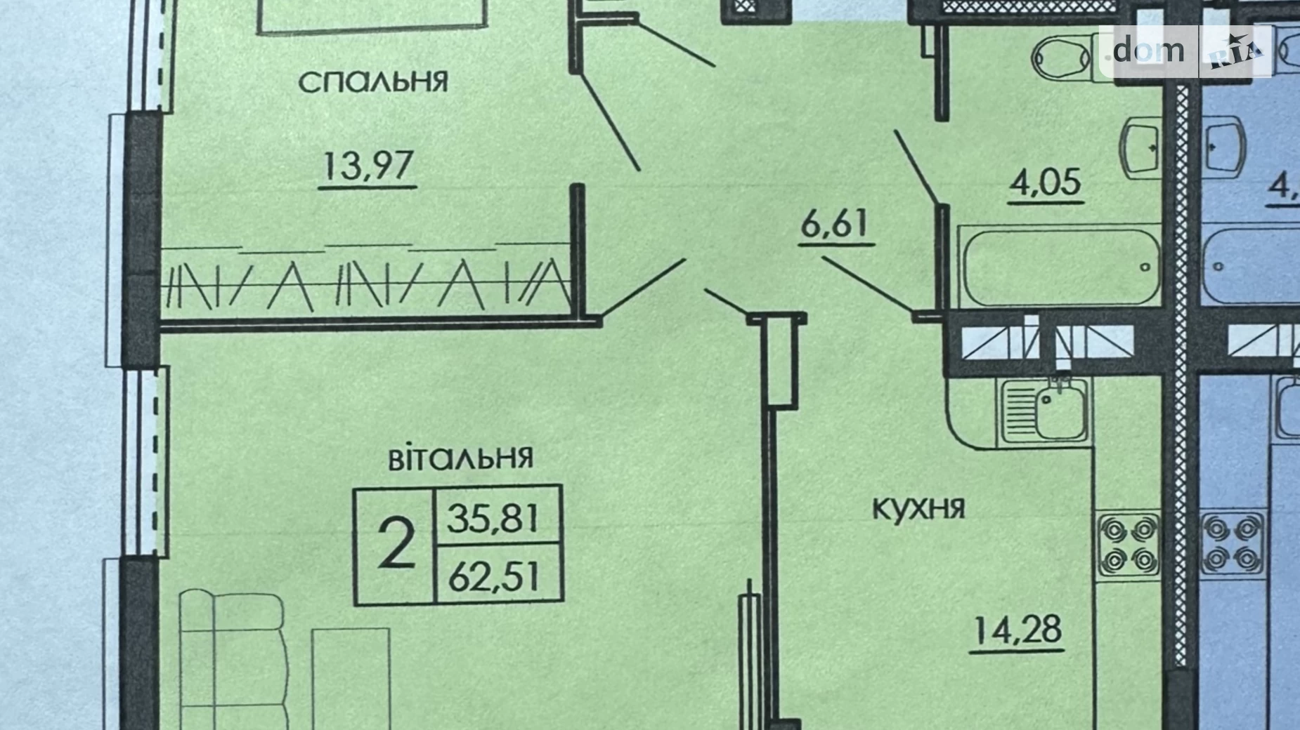 2-комнатная квартира 62.5 кв. м в Тернополе, просп. Бандеры Степана - фото 3