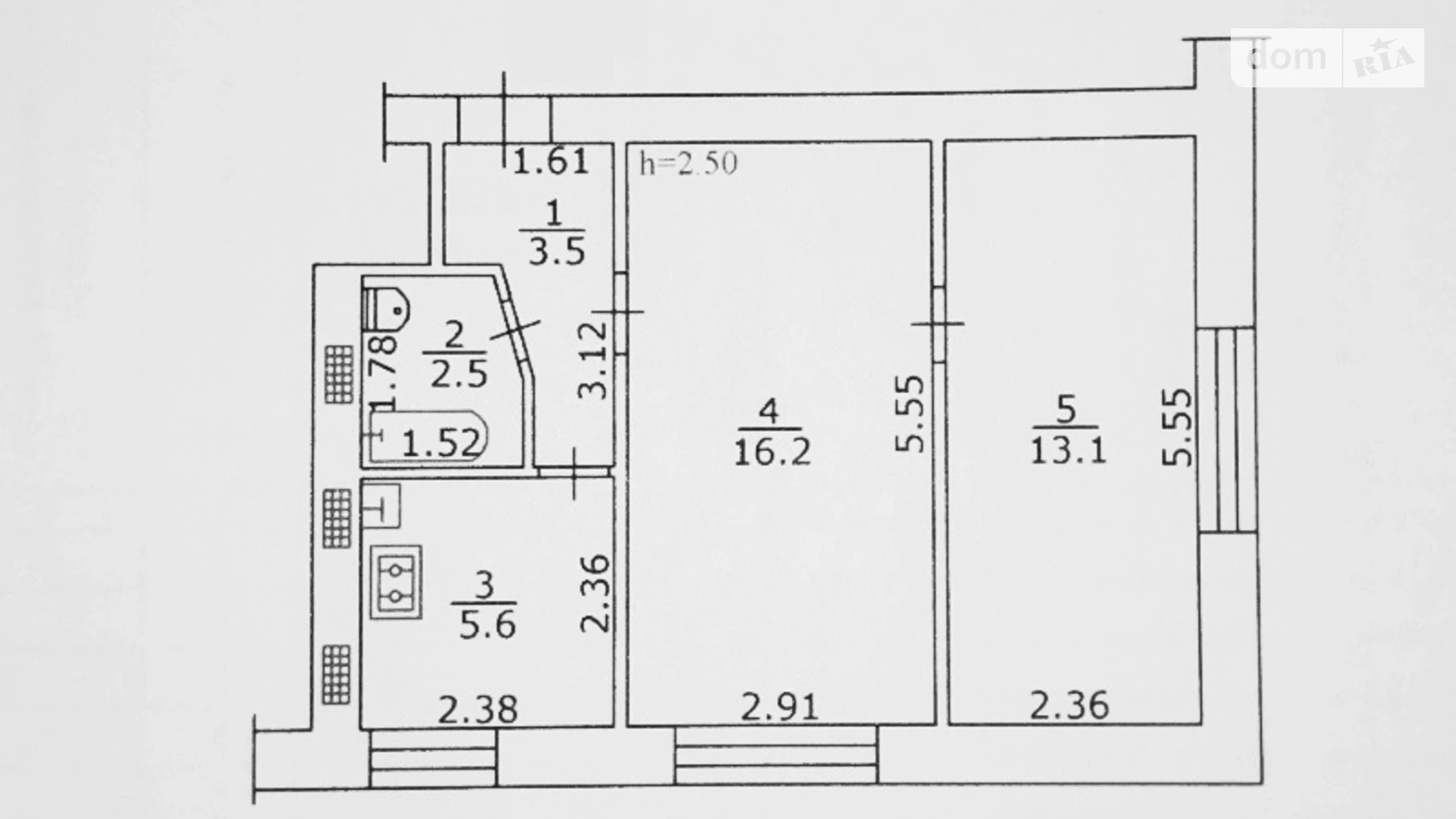 Продается 2-комнатная квартира 40.9 кв. м в Кременчуге, ул. Майора Пугача (Ватутина), 21 - фото 5