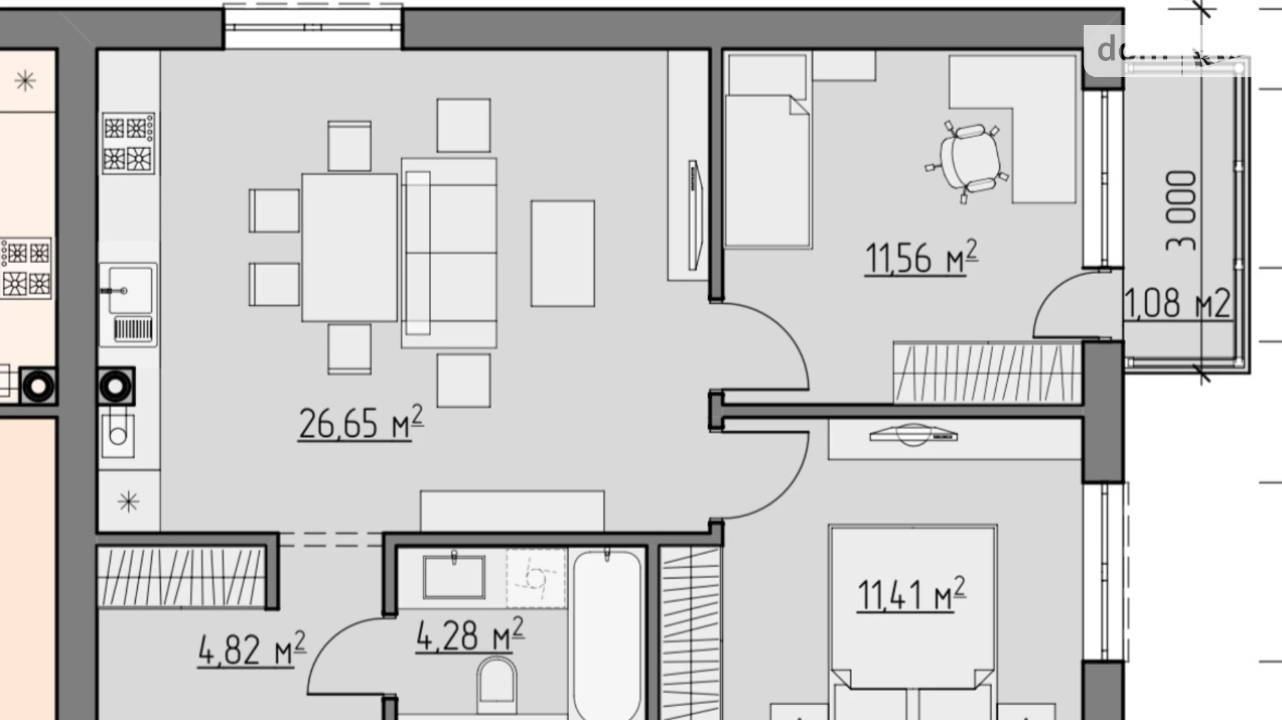 Продается 2-комнатная квартира 59.5 кв. м в Ровно, ул. Бориса Квашенко - фото 2