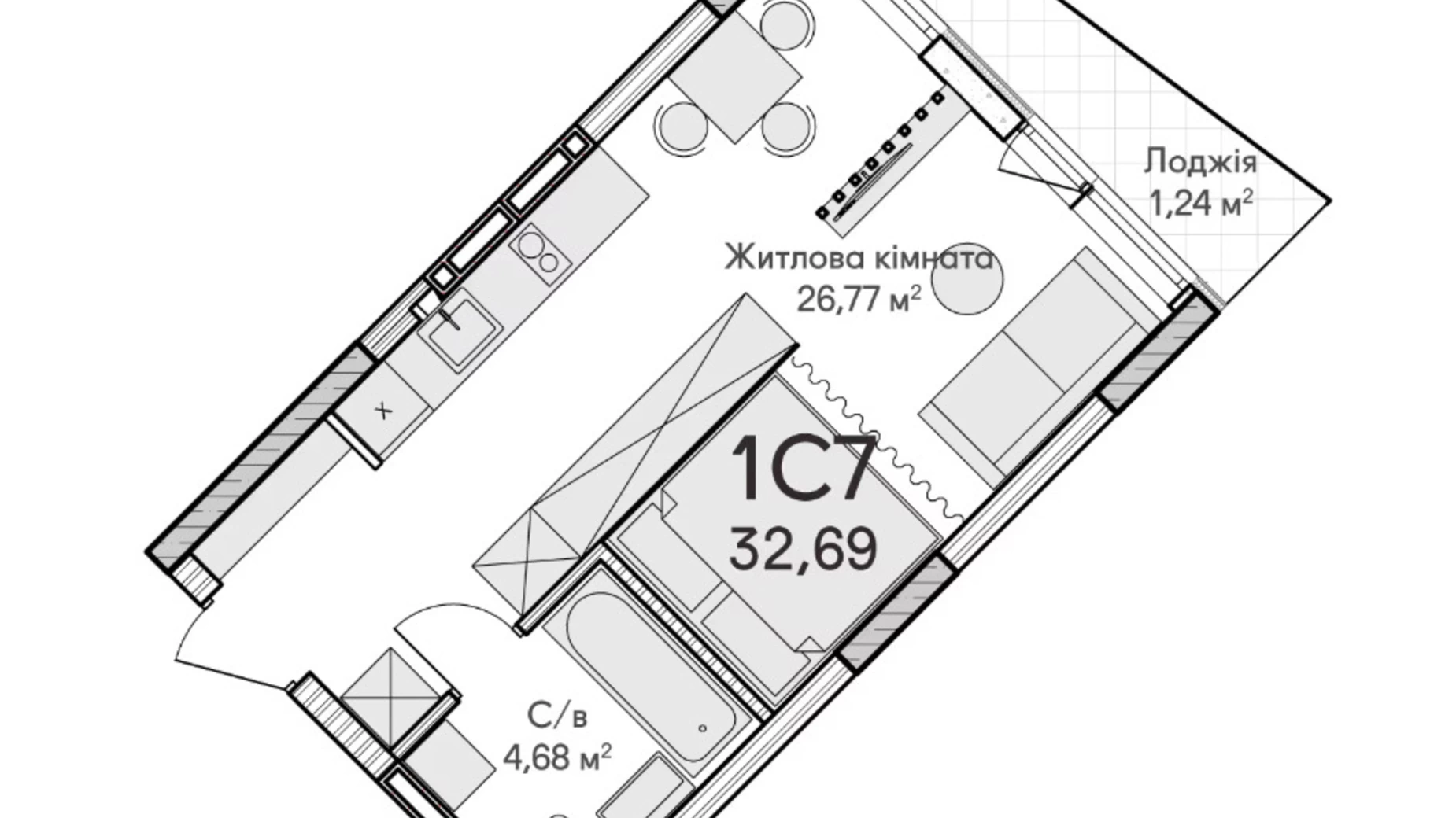 Продается 1-комнатная квартира 33.6 кв. м в Ирпене, ул. Ольги Кобылянской(Достоевского), 1В/12 - фото 2