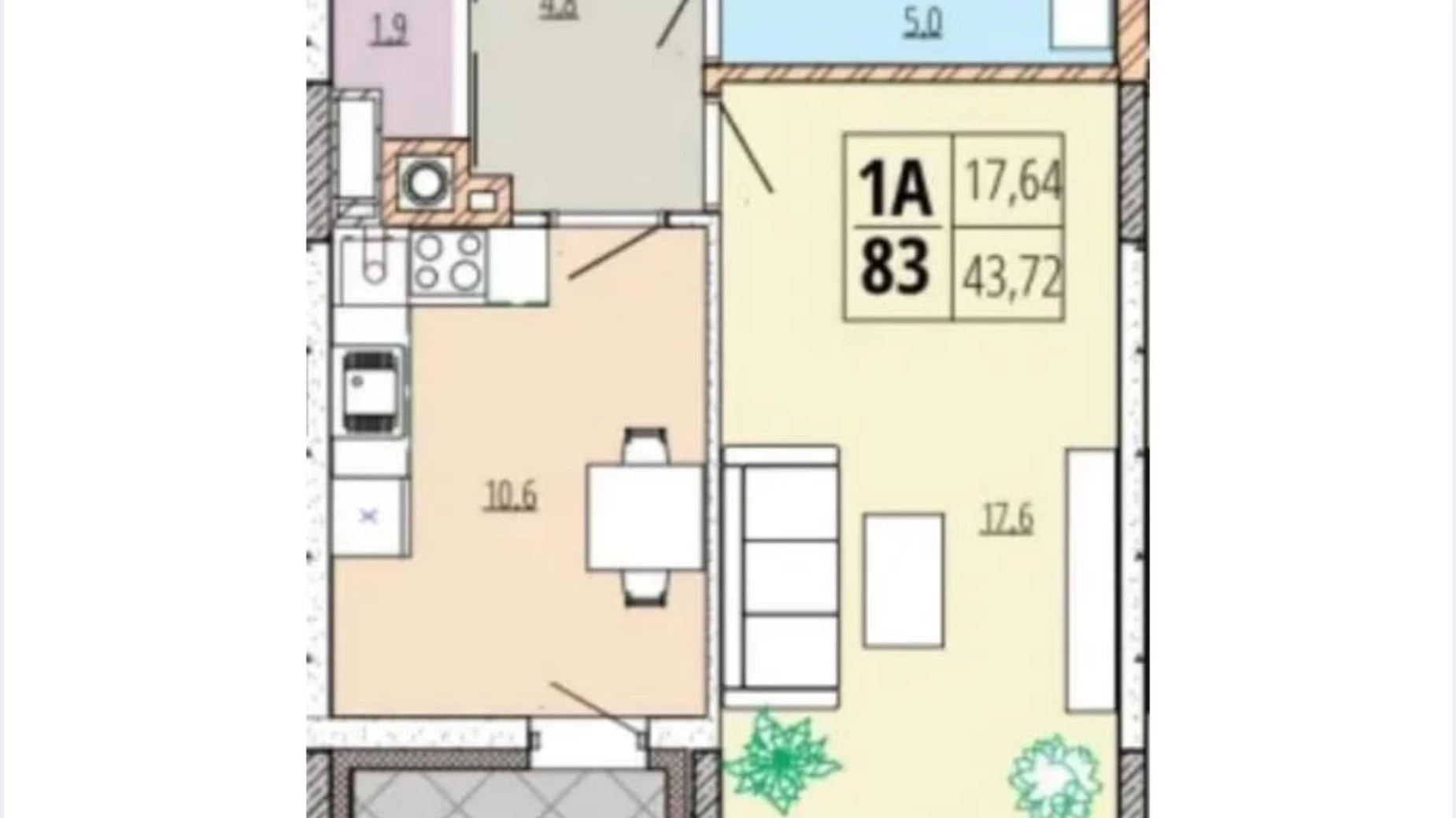 Продается 1-комнатная квартира 44 кв. м в Зарванцах, ул. Рыбацкая, 129 - фото 3