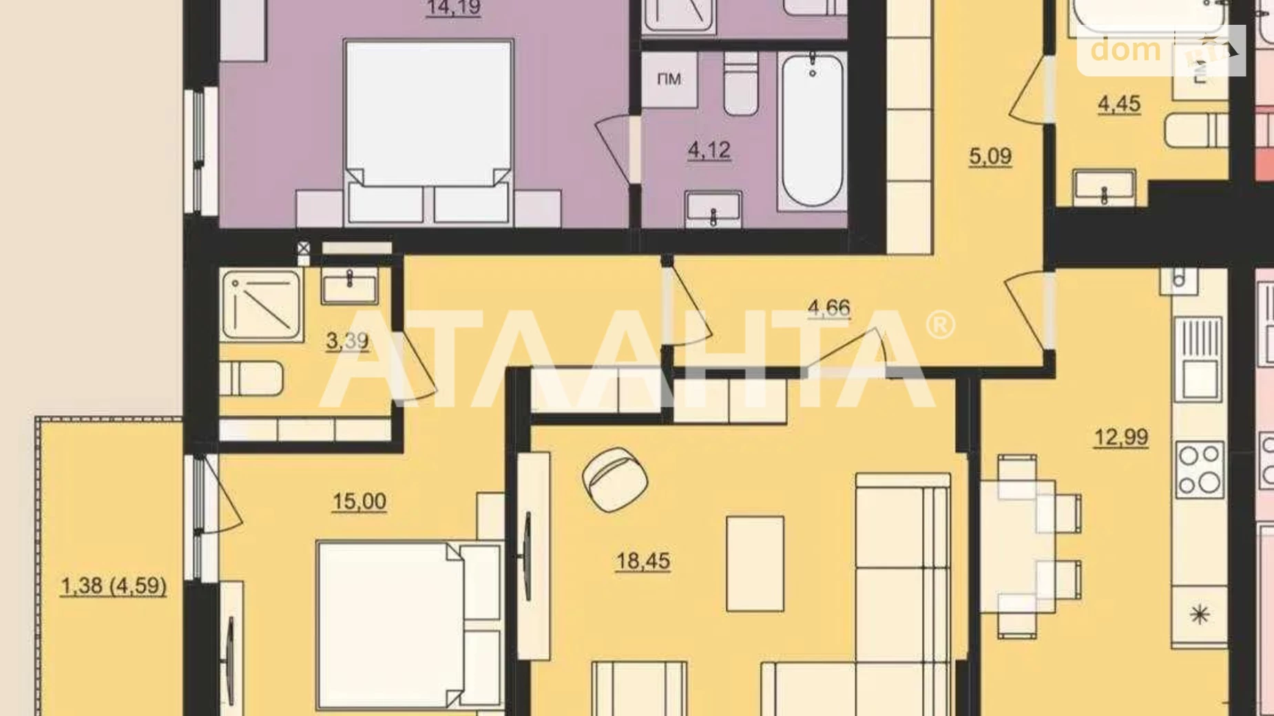 Продається 2-кімнатна квартира 66.2 кв. м у Львові, вул. Лемківська - фото 2
