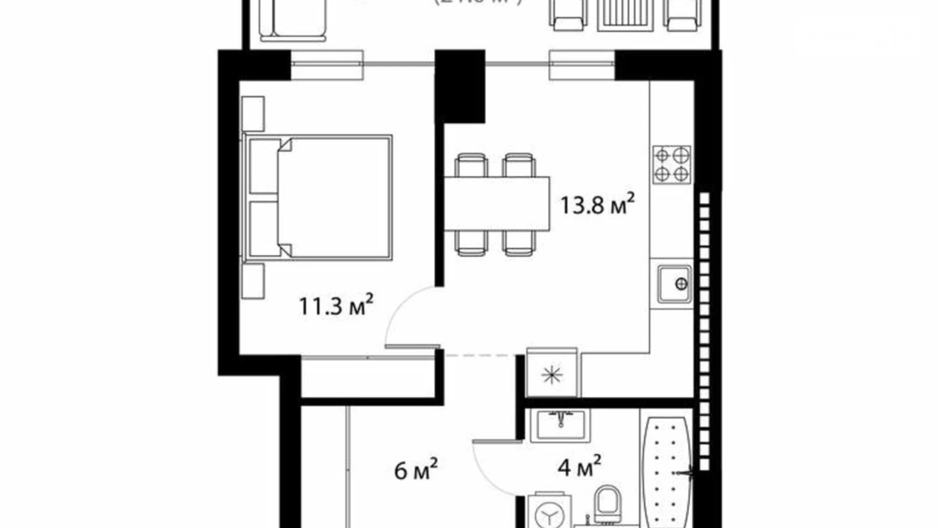 Продается 1-комнатная квартира 41.4 кв. м в Ужгороде, ул. Легоцкого, 80 - фото 2