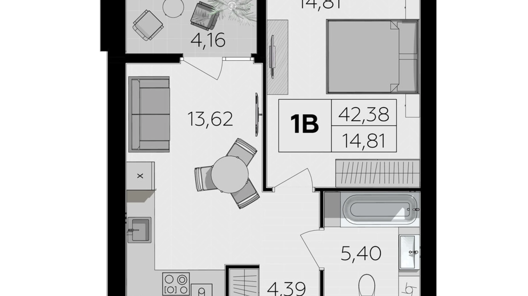 Продається 1-кімнатна квартира 42.38 кв. м у Вінницьких Хуторах, Немирівське шосе, 94Е - фото 2