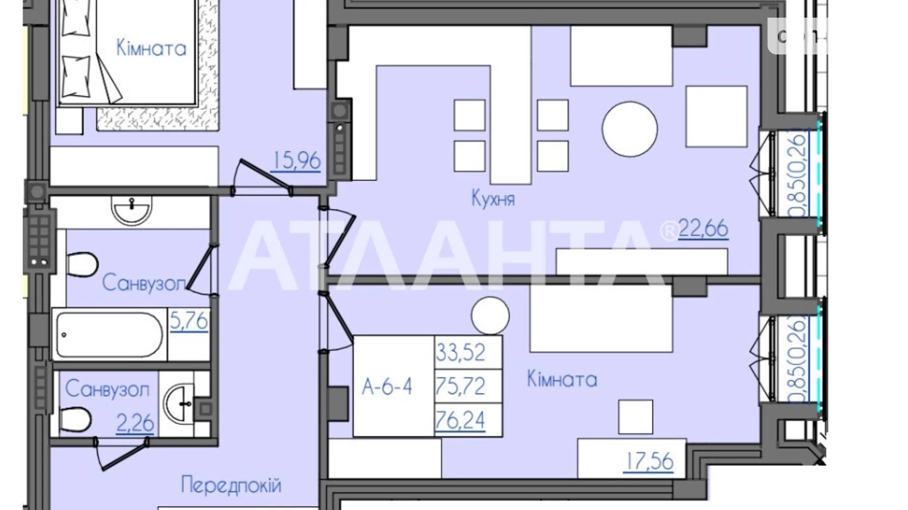 Продається 2-кімнатна квартира 75.7 кв. м у Одесі, Фонтанська дор. - фото 2