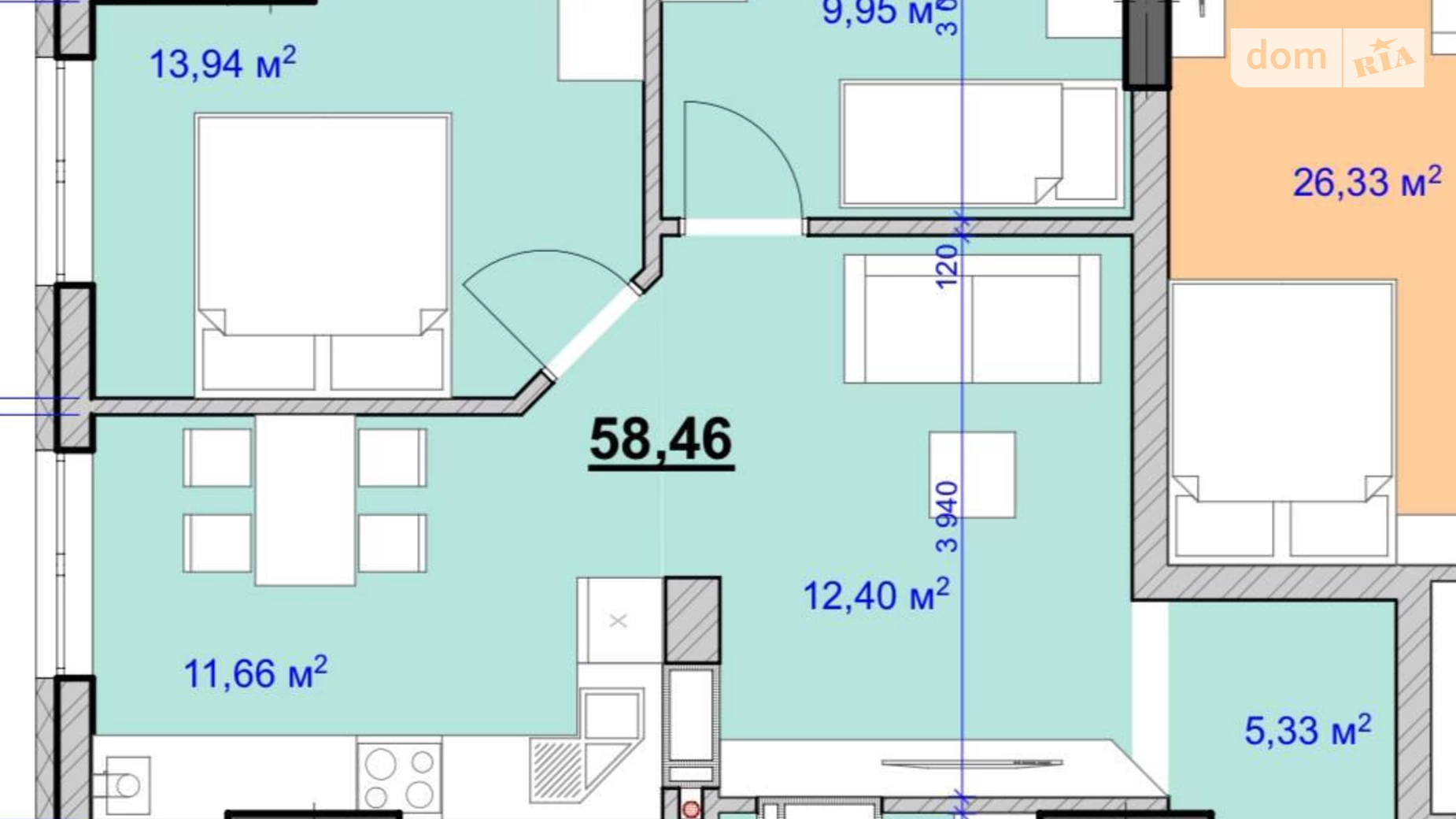 Продается 2-комнатная квартира 60.3 кв. м в Ивано-Франковске, ул. Целевича Юлиана, 28 - фото 4