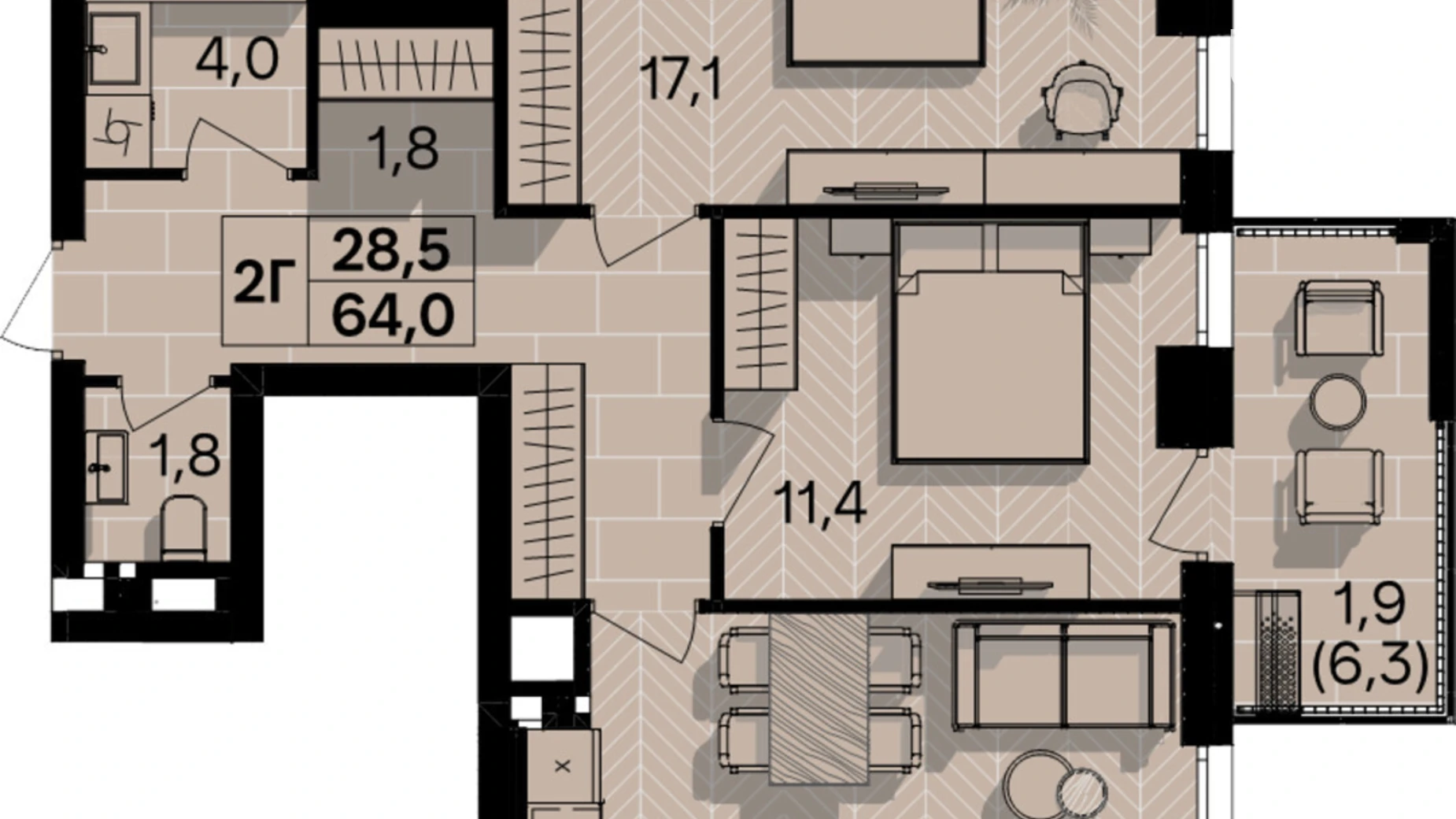 Продается 2-комнатная квартира 64 кв. м в Виннице, пер. Кирпичный, 12 - фото 2