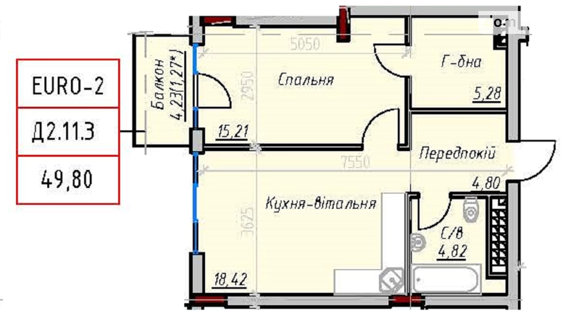 Продается 2-комнатная квартира 47.66 кв. м в Одессе - фото 4