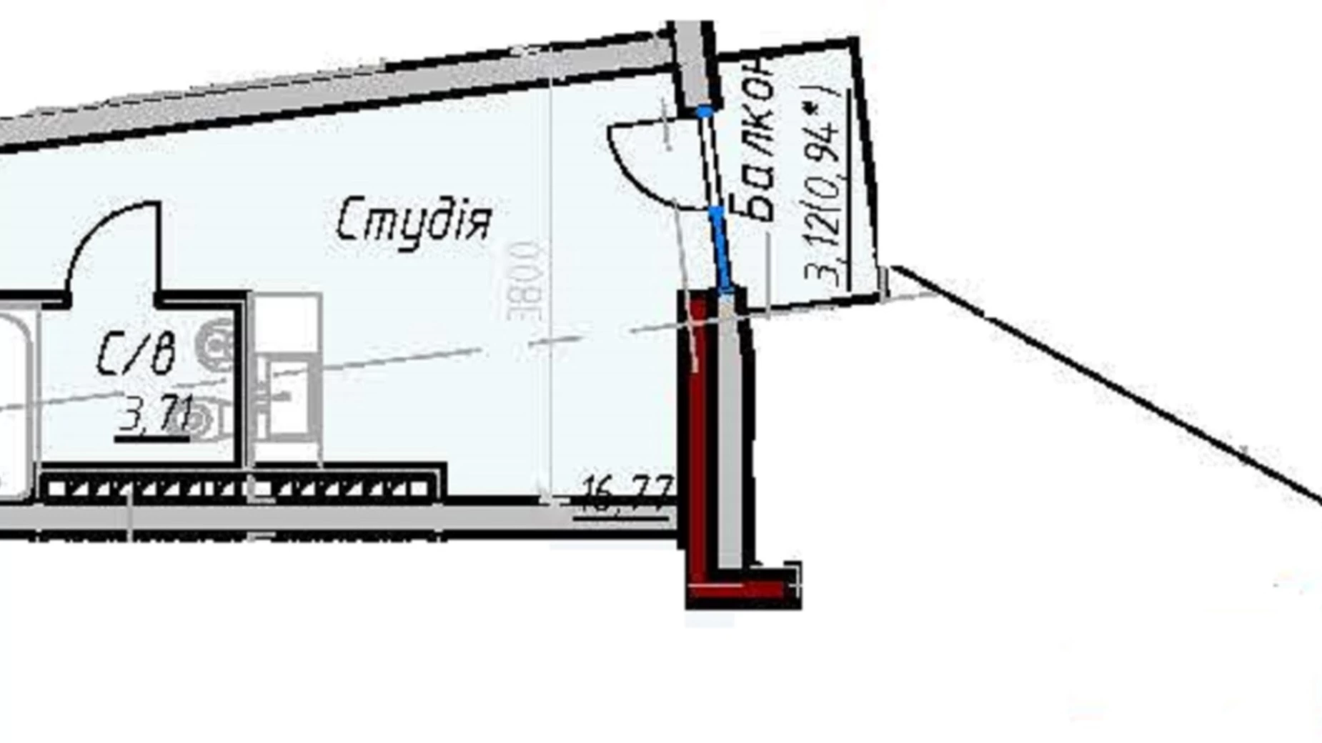 Продается 1-комнатная квартира 32.94 кв. м в Одессе - фото 4