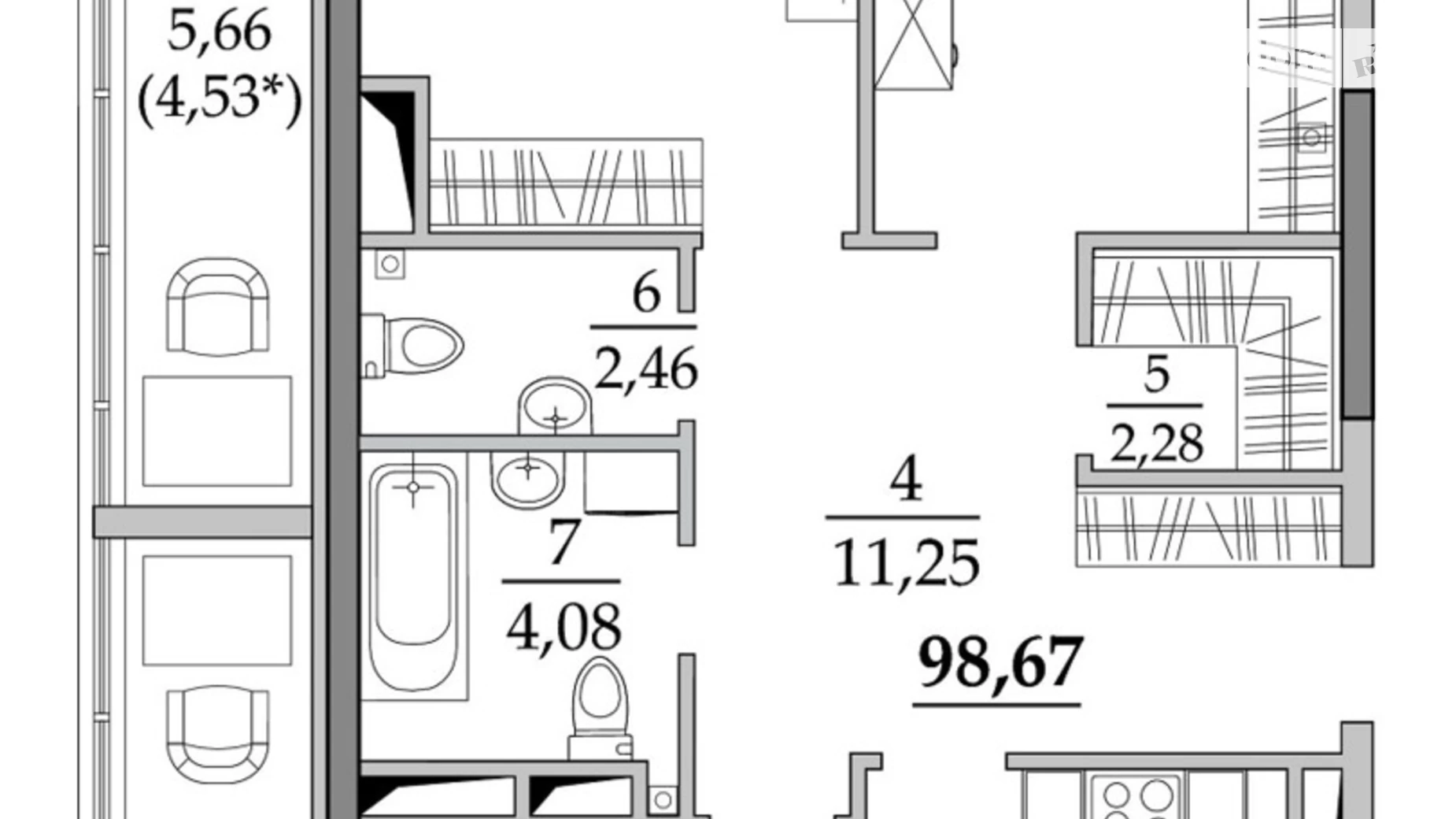 Продається 3-кімнатна квартира 106.4 кв. м у Лиманці, цена: 86500 $ - фото 4