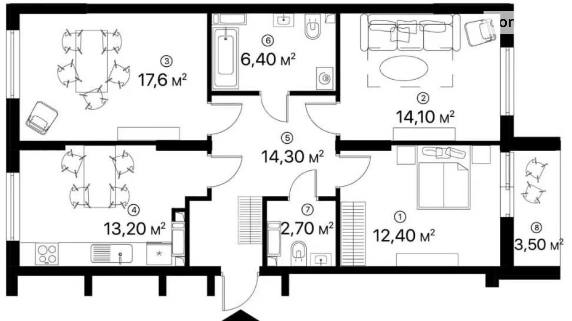 Продается 3-комнатная квартира 84.2 кв. м в Киеве, ул. Ревуцкого, 40Б - фото 3