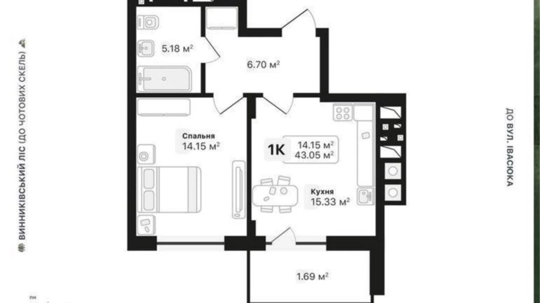 Продається 1-кімнатна квартира 43.05 кв. м у Винниках, вул. Лісна - фото 4
