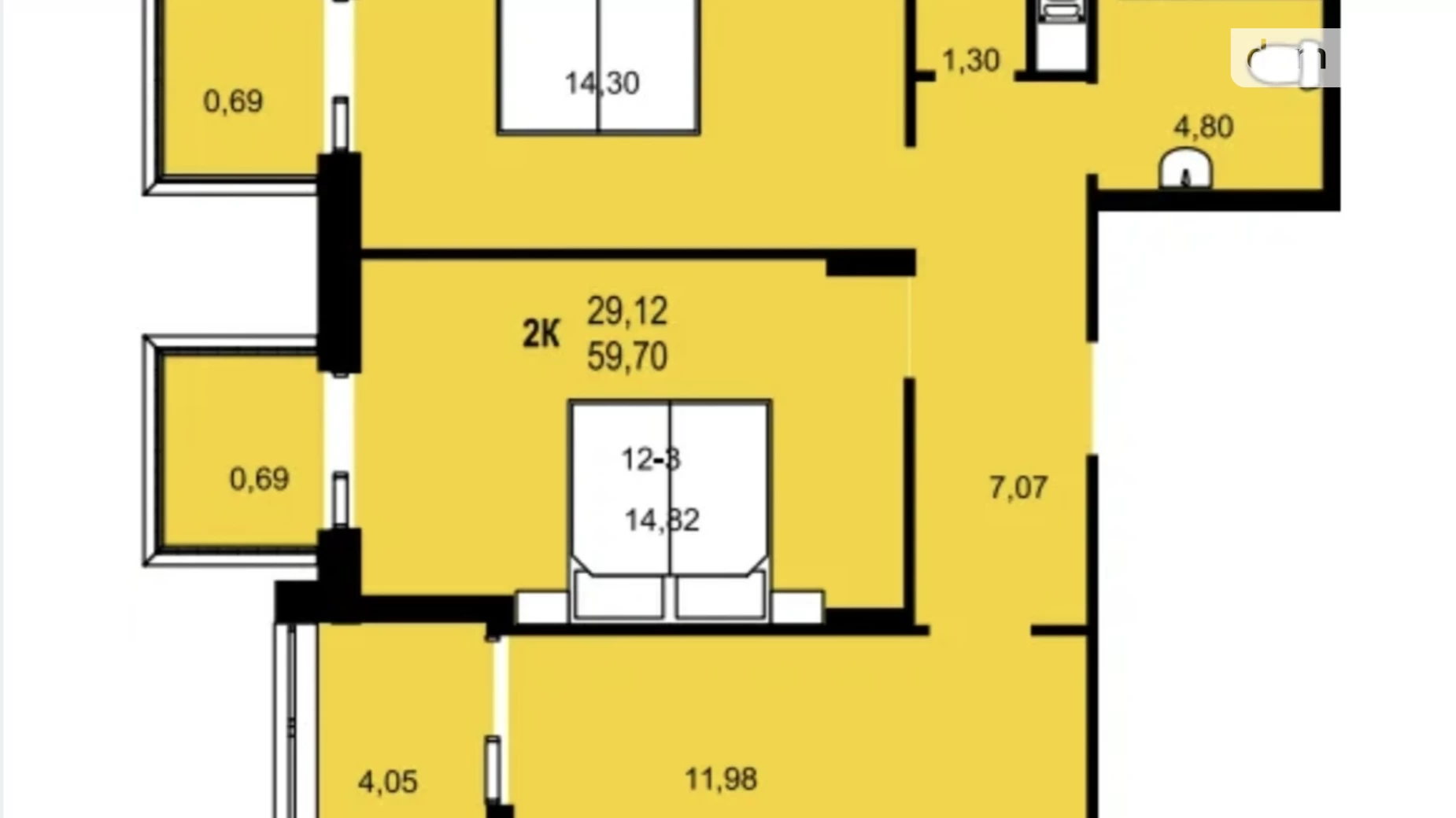 Продается 2-комнатная квартира 59.7 кв. м в Львове, ул. Роксоляны - фото 3