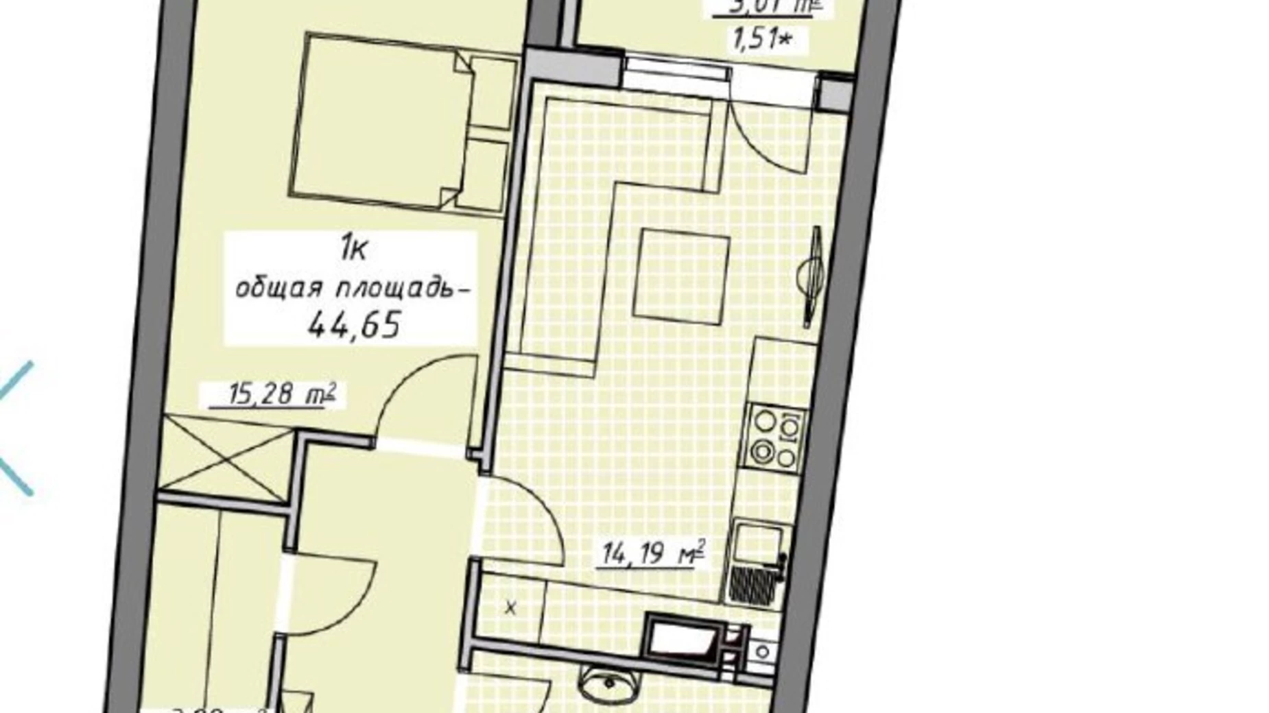 Продається 1-кімнатна квартира 47 кв. м у Одесі, пров. Курортний, 2 - фото 3
