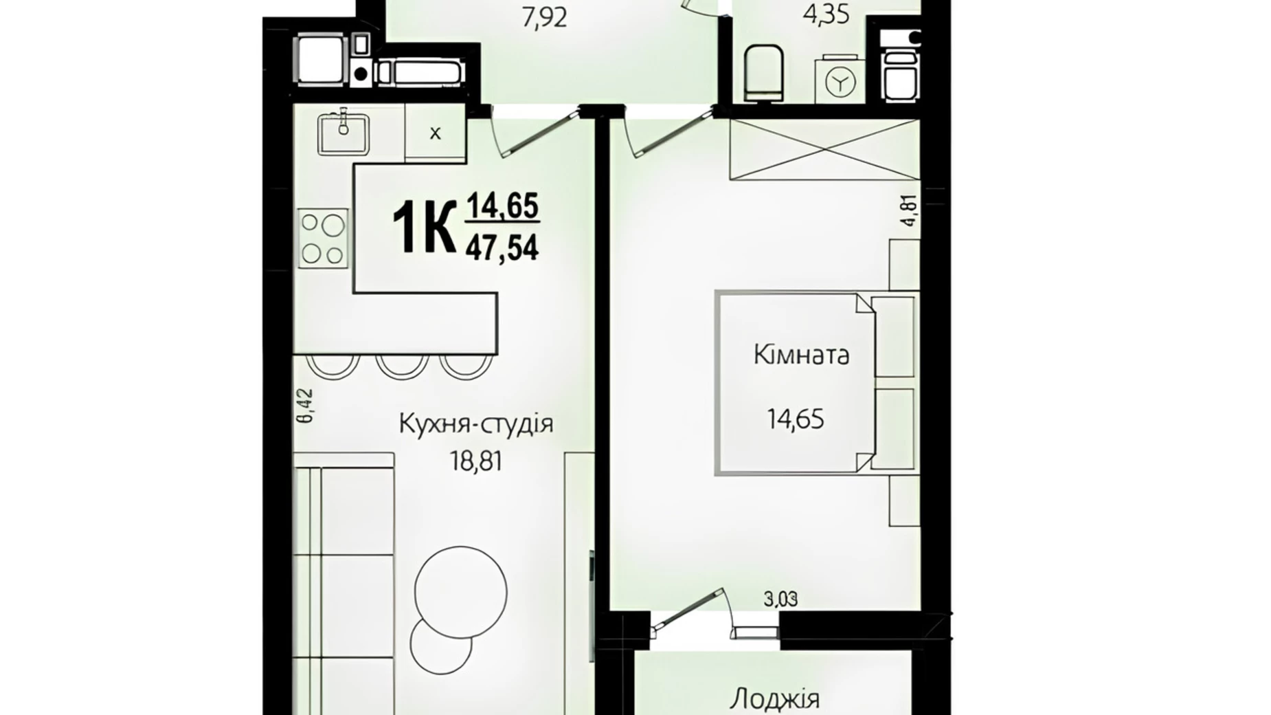 Продається 1-кімнатна квартира 50.01 кв. м у Львові, вул. Роксоляни, 30 - фото 2