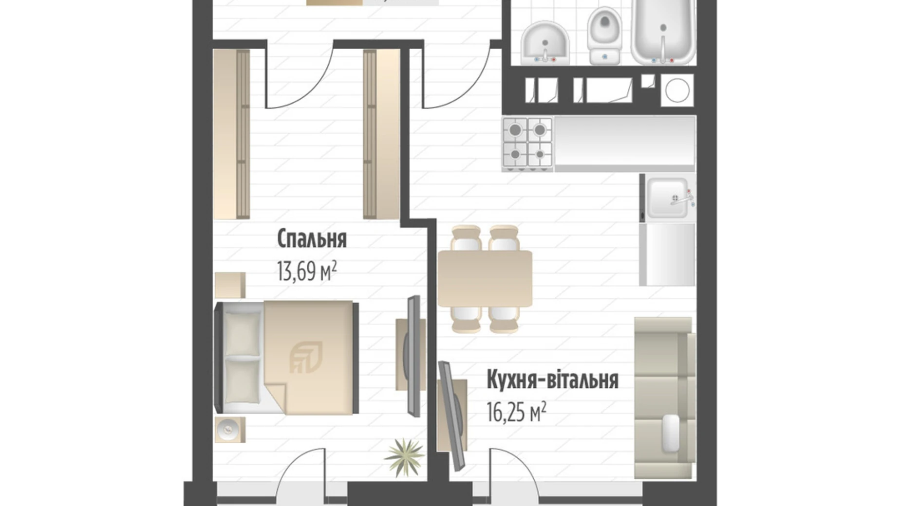 Продается 1-комнатная квартира 45.79 кв. м в Львове, ул. Орлика, 52 - фото 2