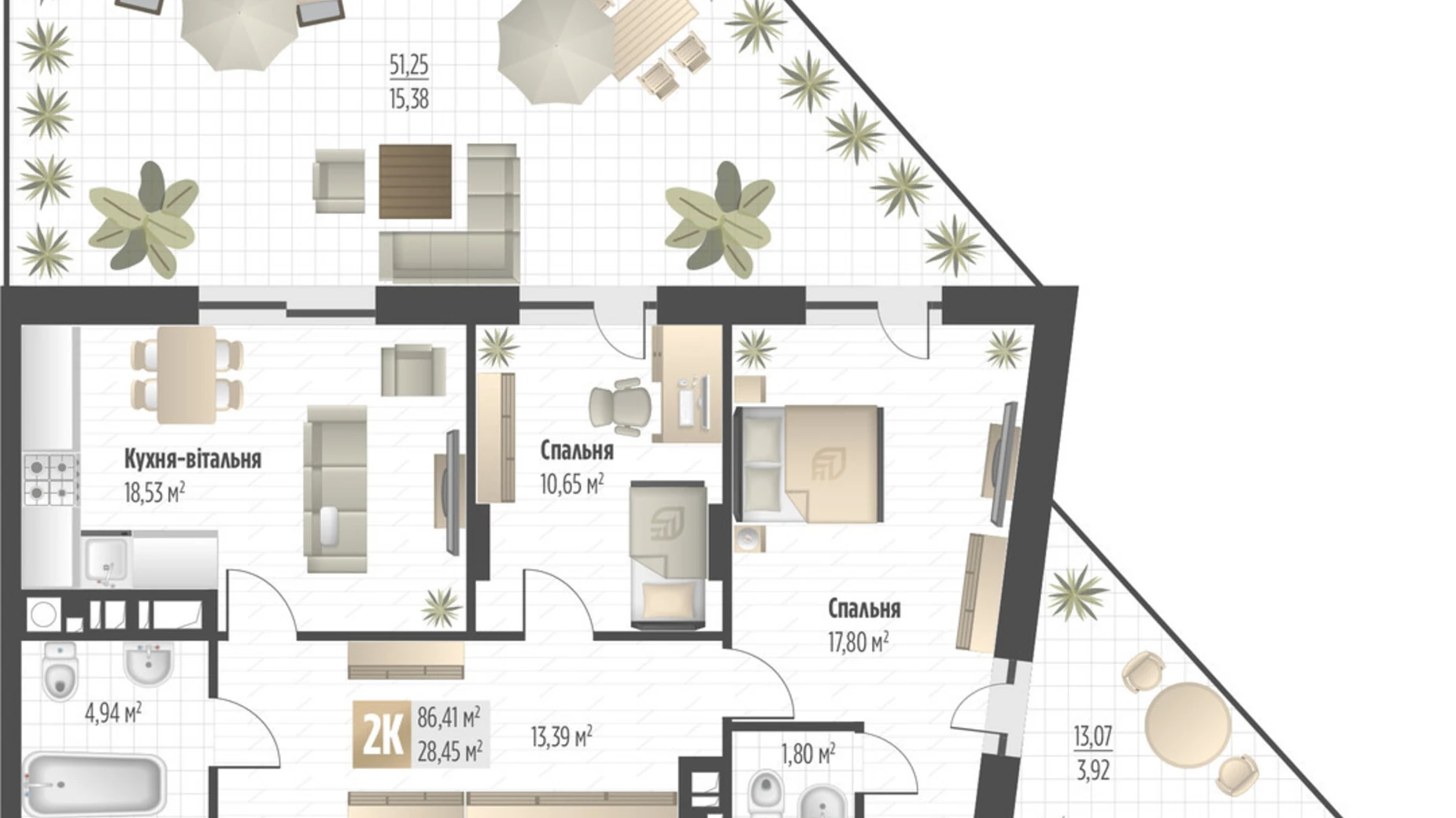 Продается 2-комнатная квартира 86.41 кв. м в Львове, ул. Орлика, 52 - фото 2