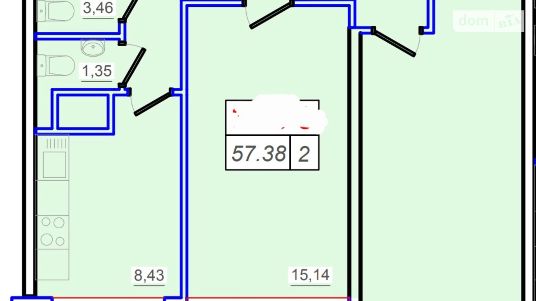 Продається 2-кімнатна квартира 58 кв. м у Лиманці, вул. Перлинна - фото 3