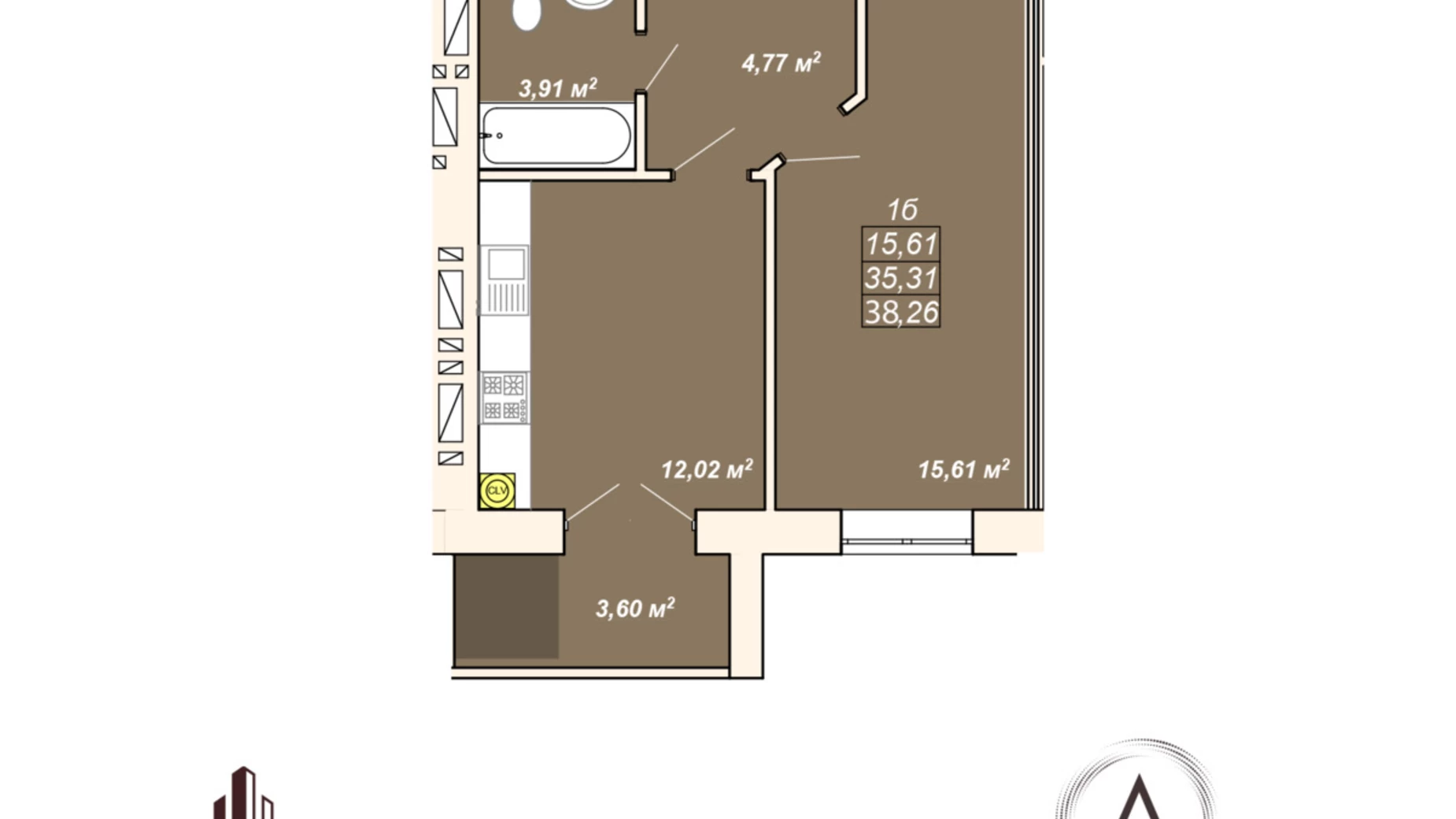 Продается 1-комнатная квартира 38.26 кв. м в Ивано-Франковске, ул. Ленкавского, 21 - фото 2
