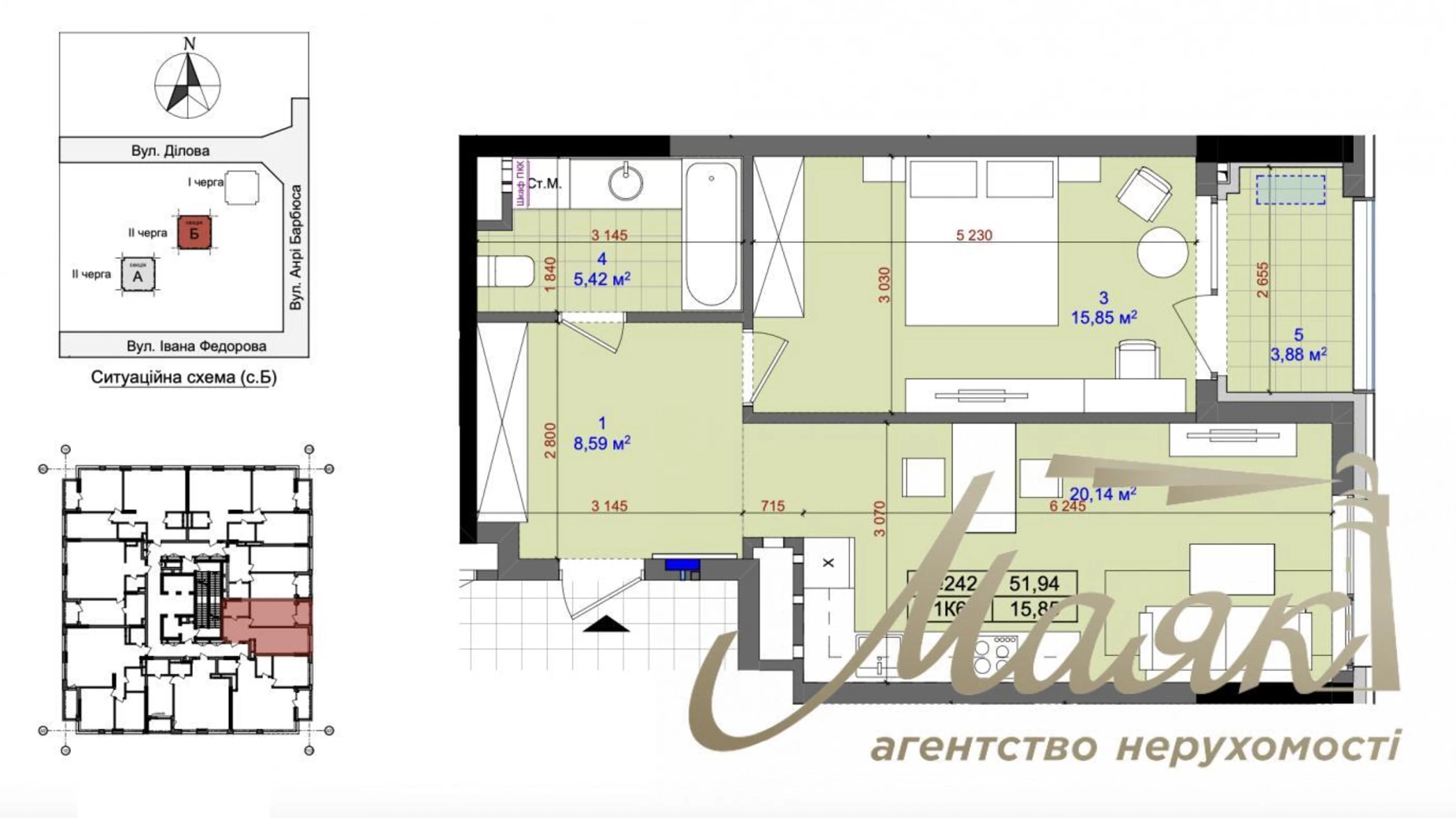 Продается 1-комнатная квартира 52 кв. м в Киеве, ул. Ивана Федорова, 2А - фото 3