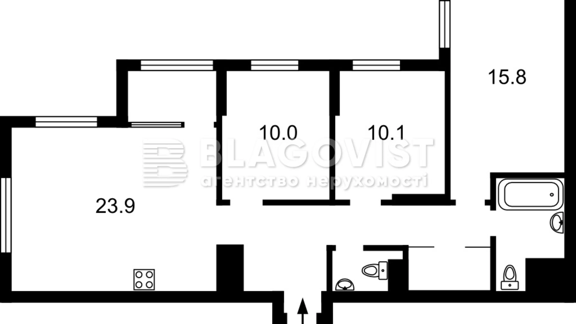 Продается 3-комнатная квартира 83 кв. м в Киеве, наб. Днепровская, 18А - фото 3