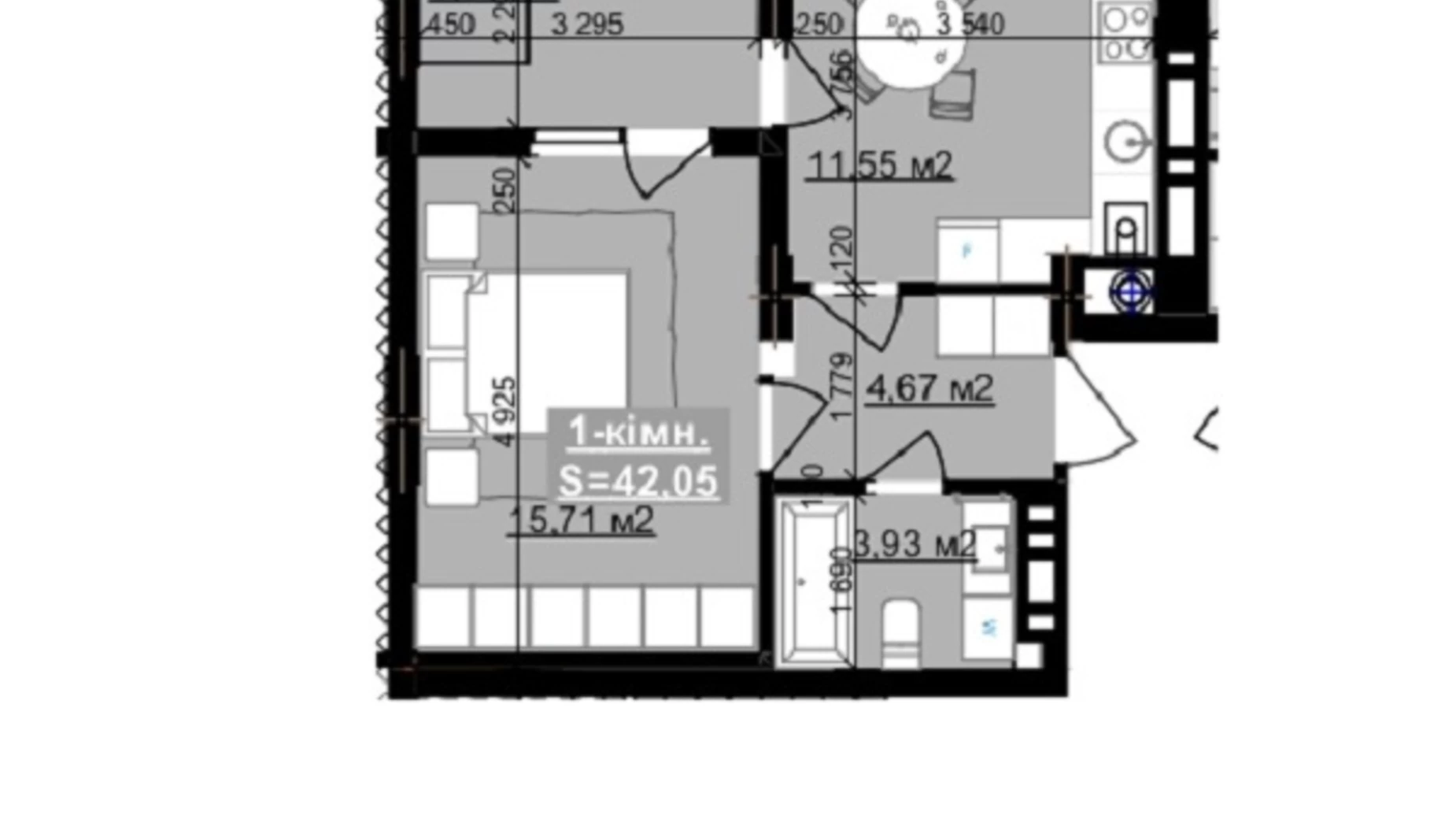 Продается 1-комнатная квартира 42.05 кв. м в Ивано-Франковске, ул. Национальной Гвардии - фото 5