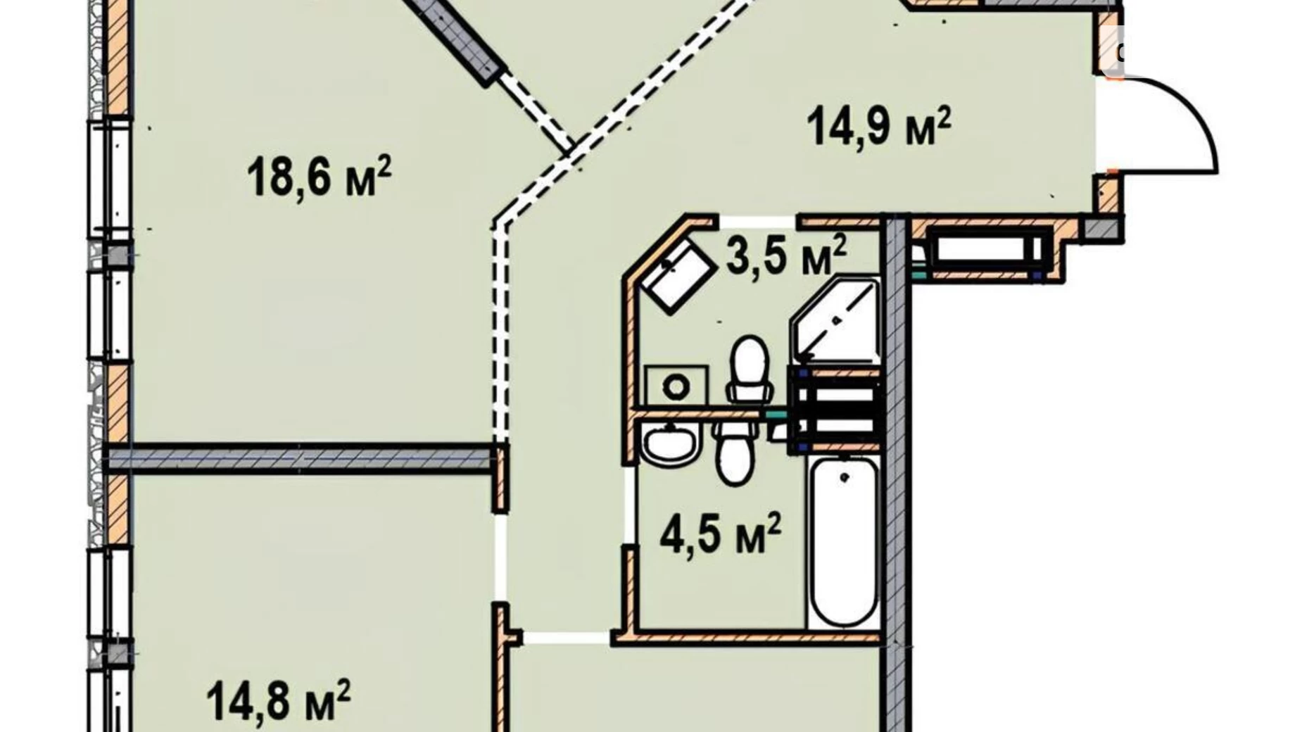 Продается 3-комнатная квартира 89 кв. м в Броварах - фото 3